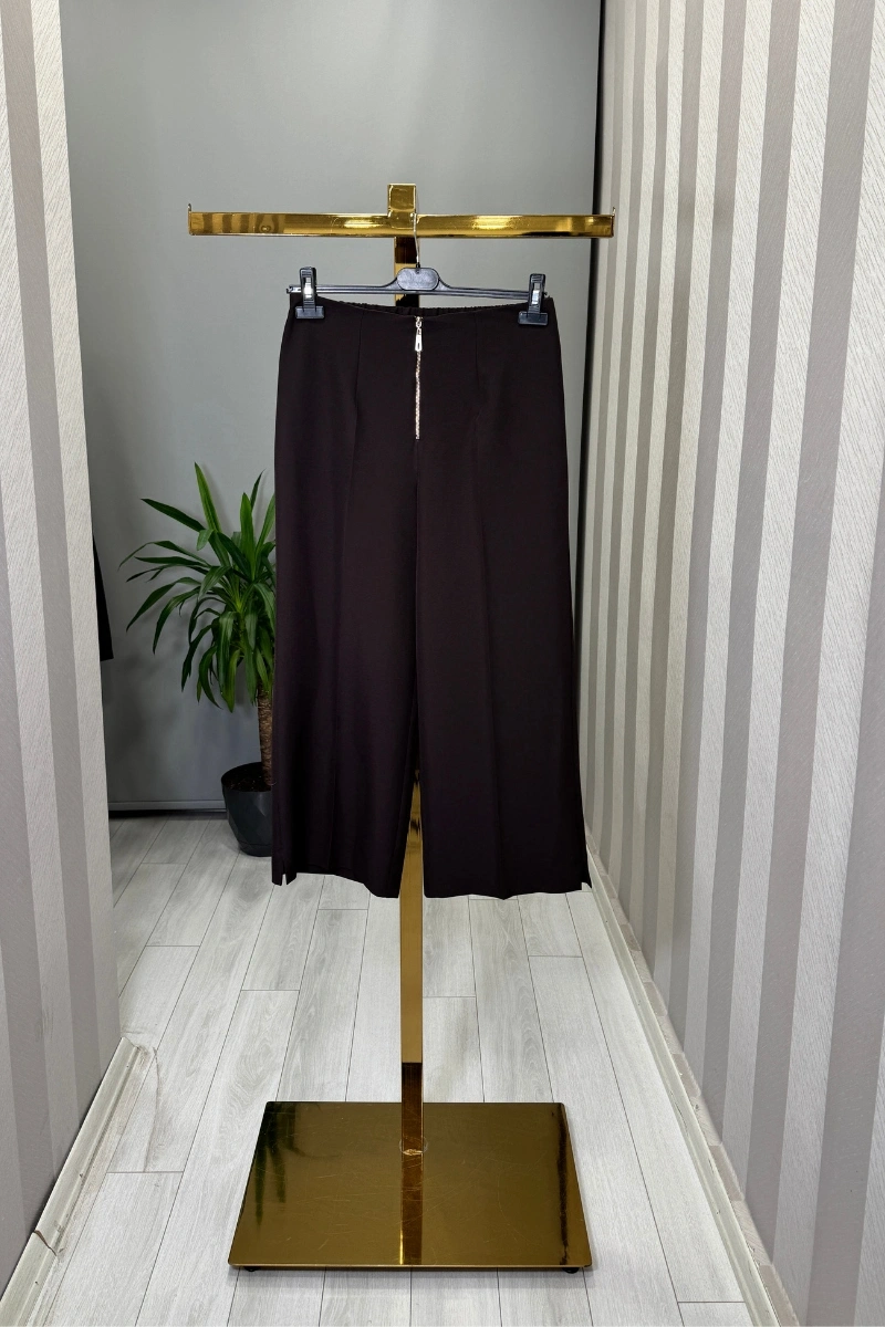 Sentez Queen Kısa Geniş Paça Pantolon Kahve 5565