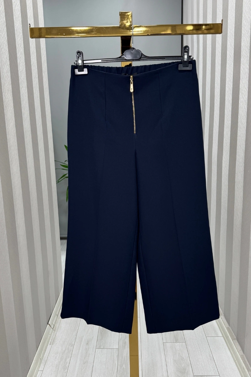 Sentez Queen Kısa Geniş Paça Pantolon Lacivert 5565