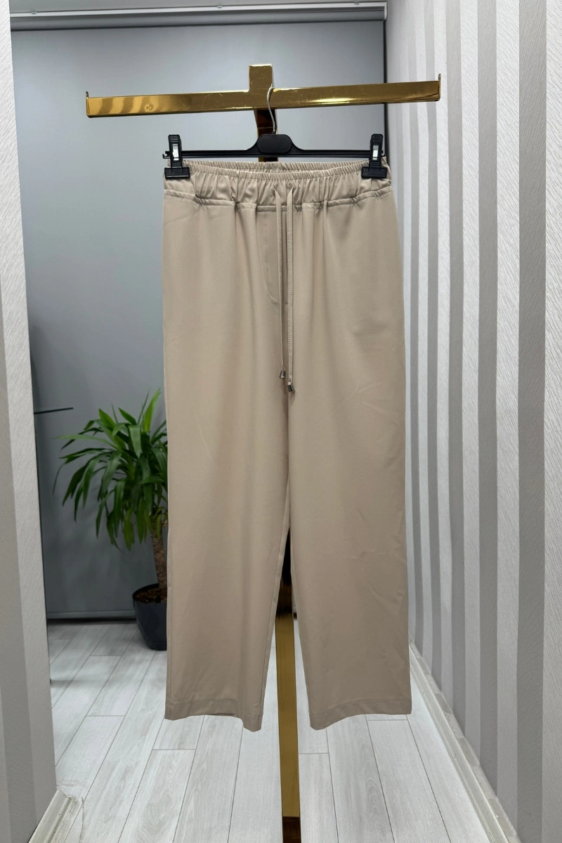 Sentez Vega Beli Lastikli Pantolon Taş 5660