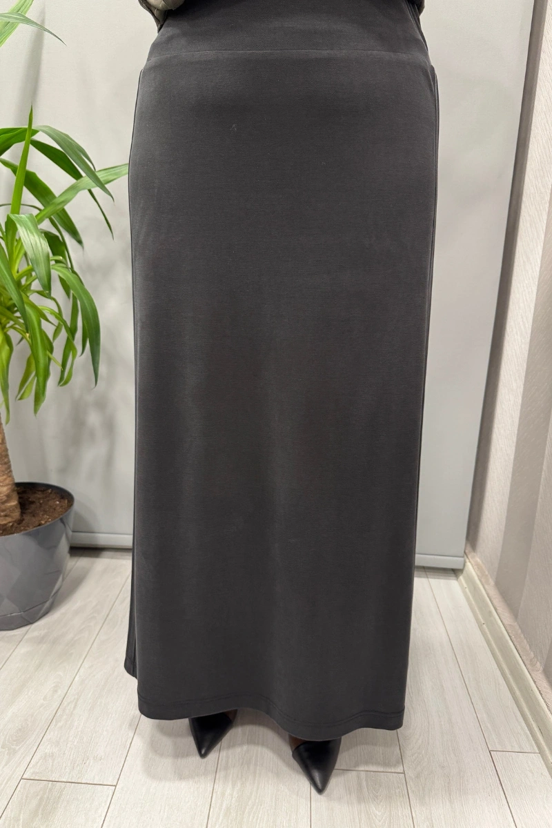 Sentez Yanı Nervürlü Etek Siyah 5461