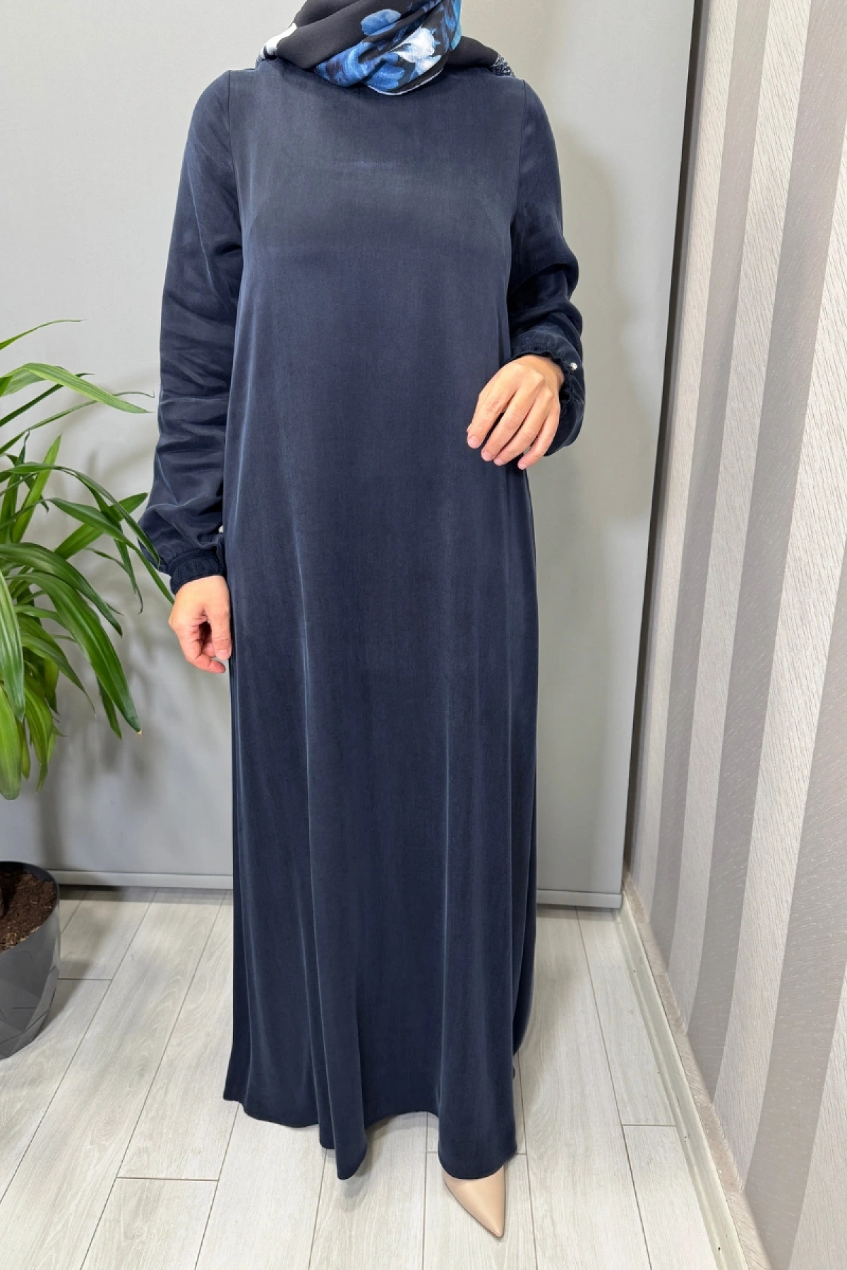 Miss Dalida Cupro İpek Elbise Lacivert T26K-4015