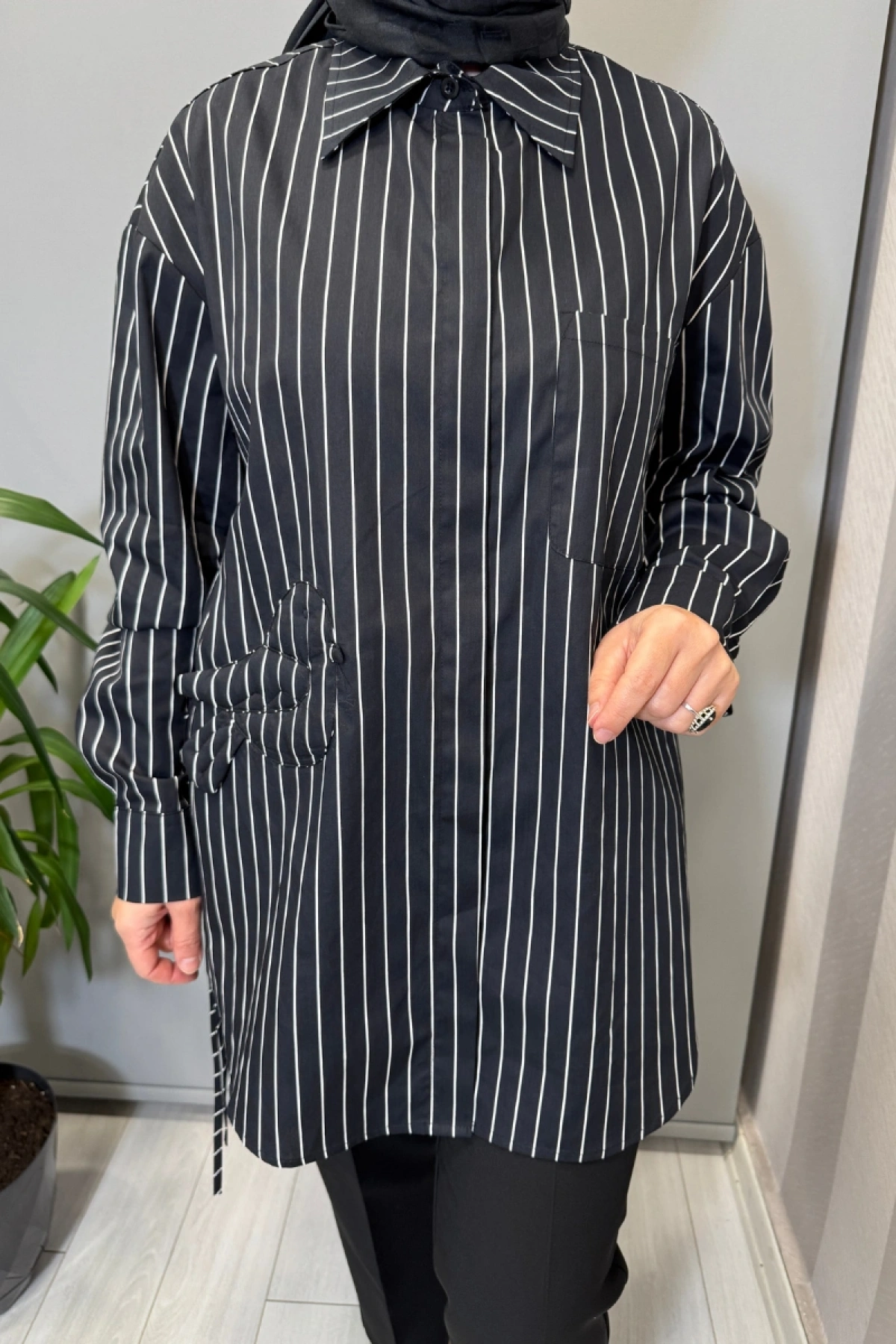 Ghisa Tunik Siyah-Beyaz Çizgili 3611T4197