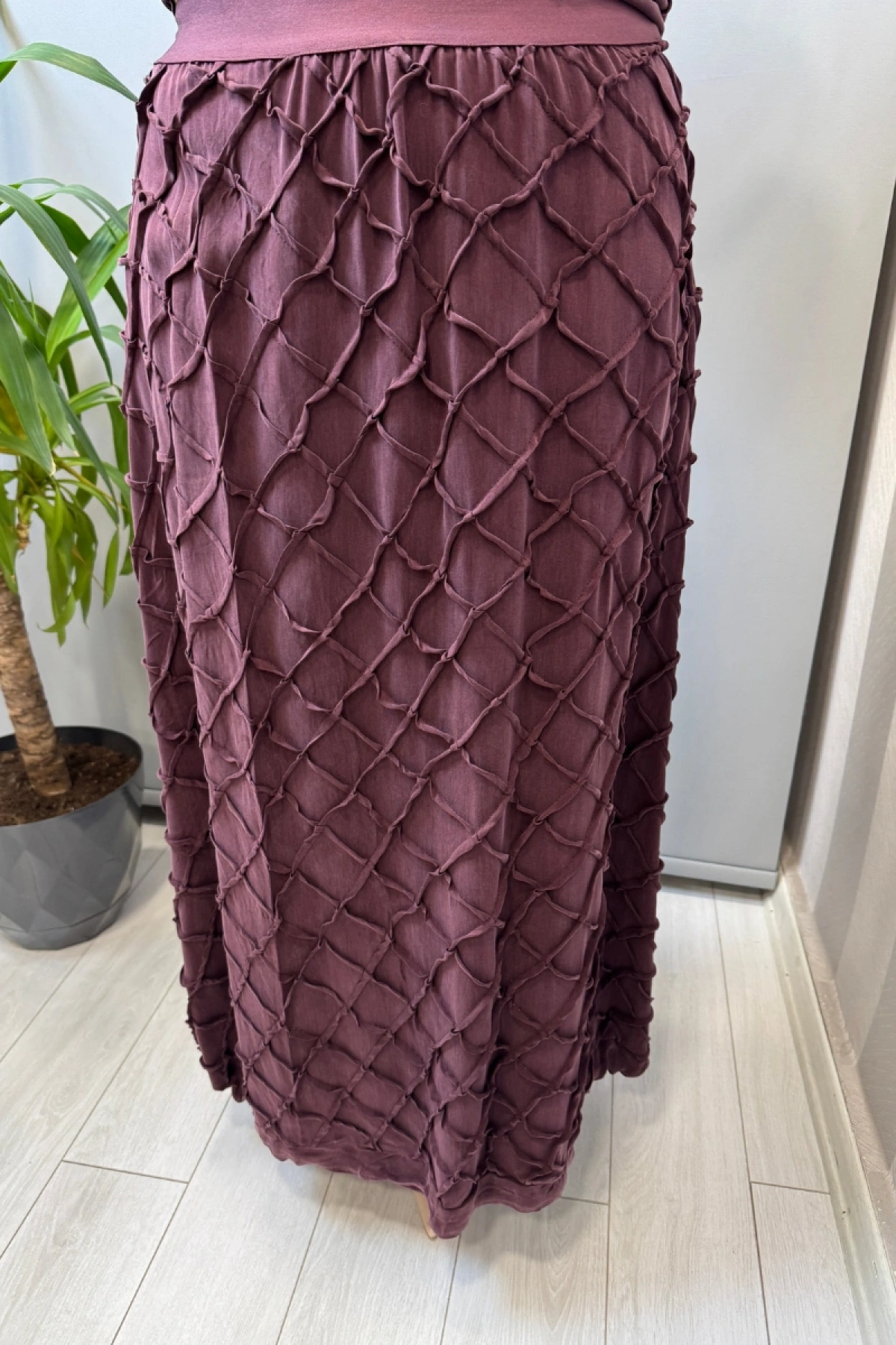 Misswhence Kafes Nervür Detaylı İpek Takım Bordo 39002