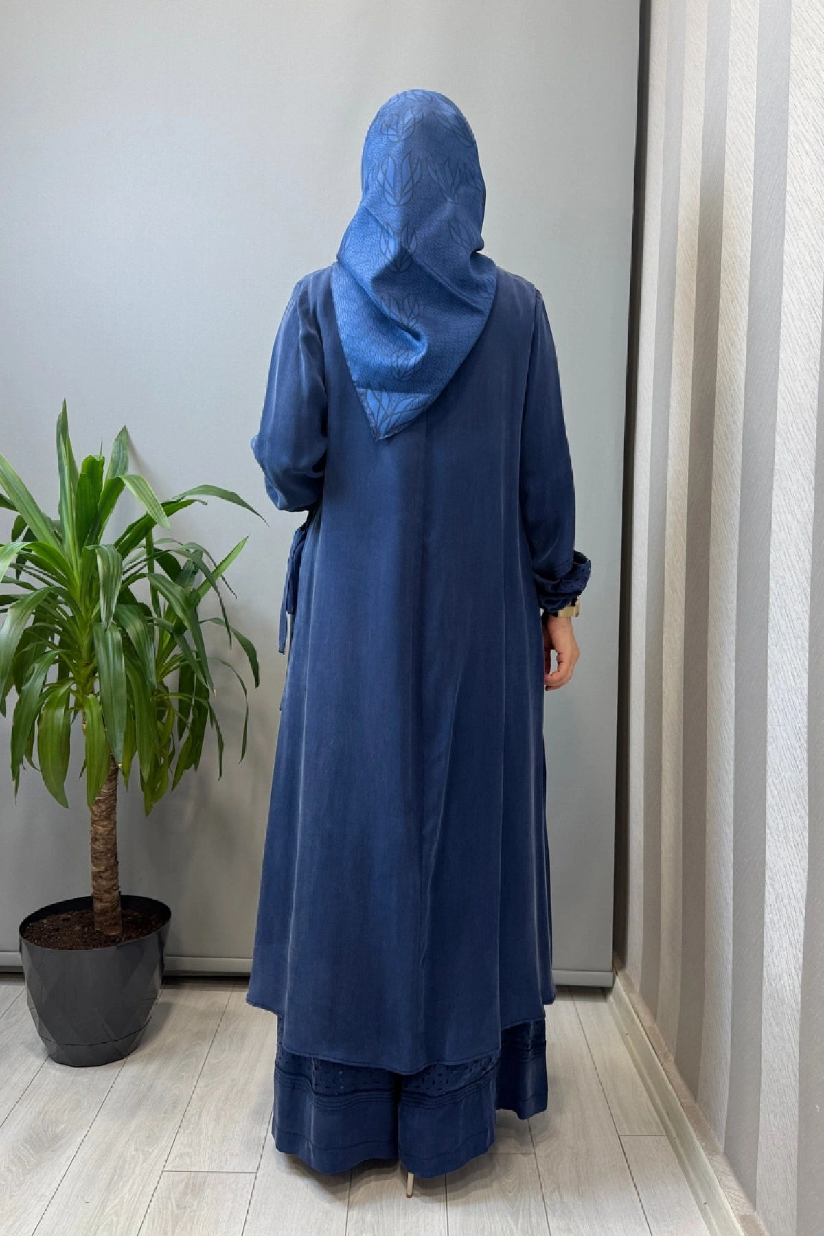 Misswhence Lazer Kesim Detaylı İpek Takım İndigo 39003