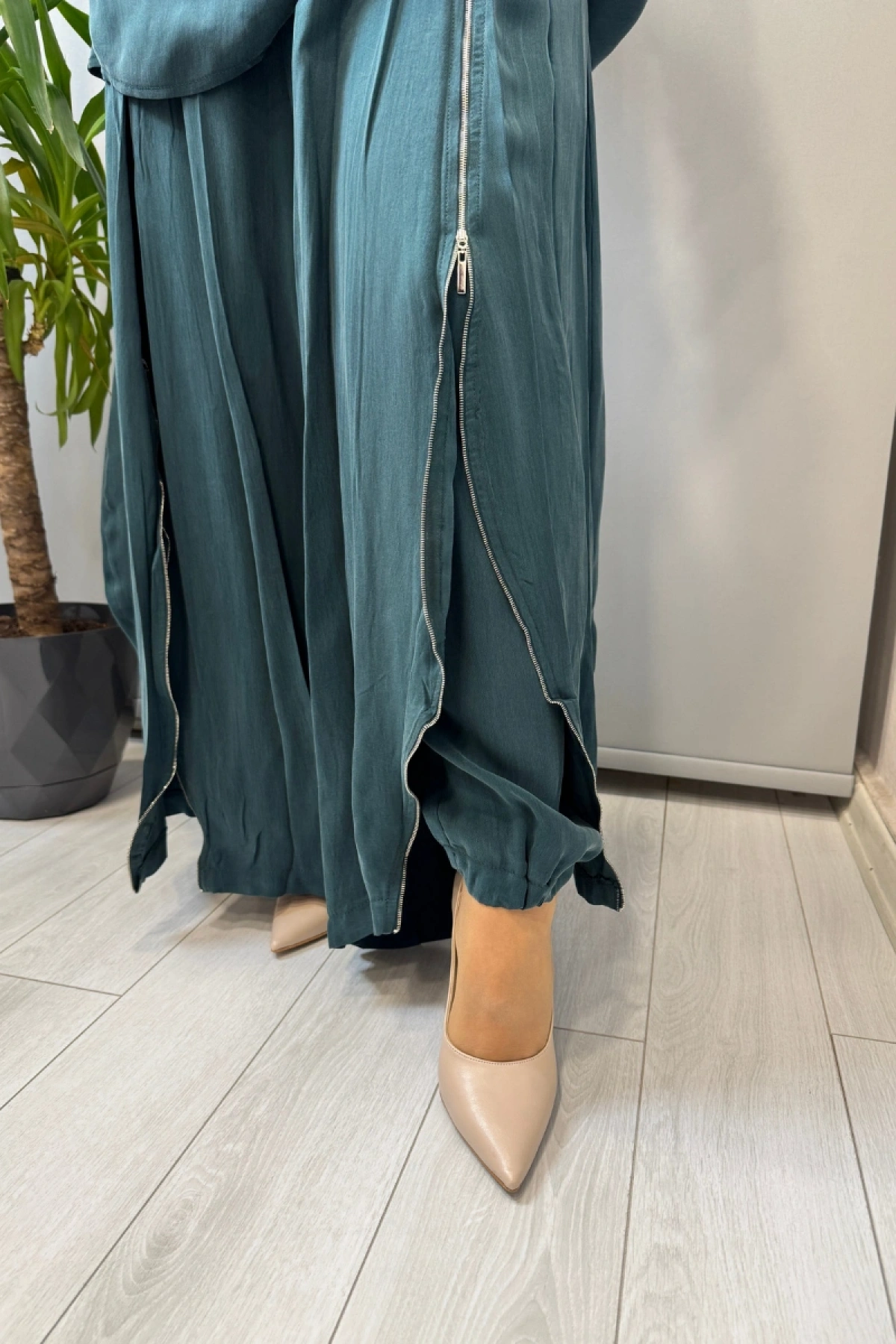 Misswhence Fermuar Detaylı Şalvarlı Takım Yeşil 39004