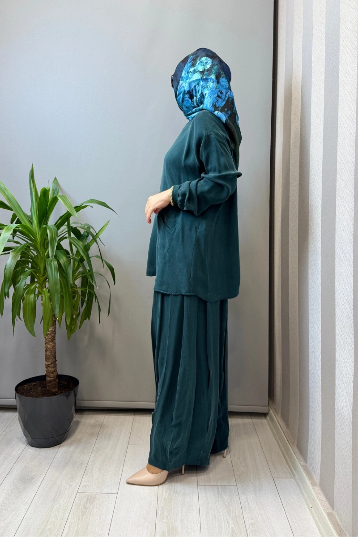 Misswhence Fermuar Detaylı Şalvarlı Takım Yeşil 39004