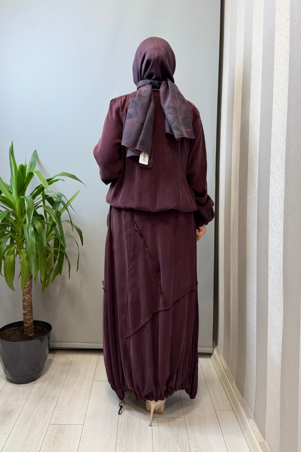 Misswhence Ters Dikiş Detaylı İpek Takım Bordo 39020