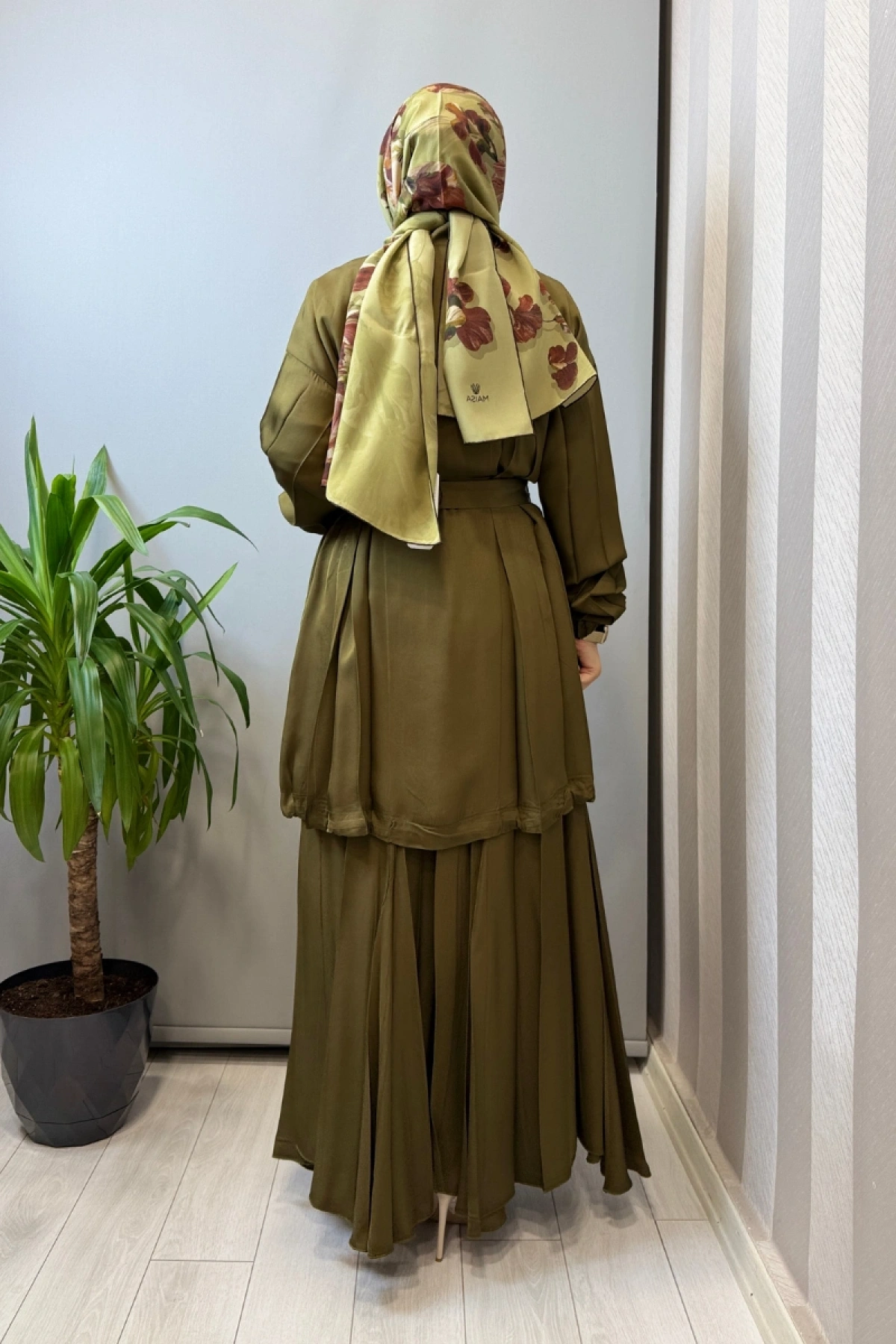 Misswhence Fermuar Detaylı Ceketli Etek Takım Haki 39203