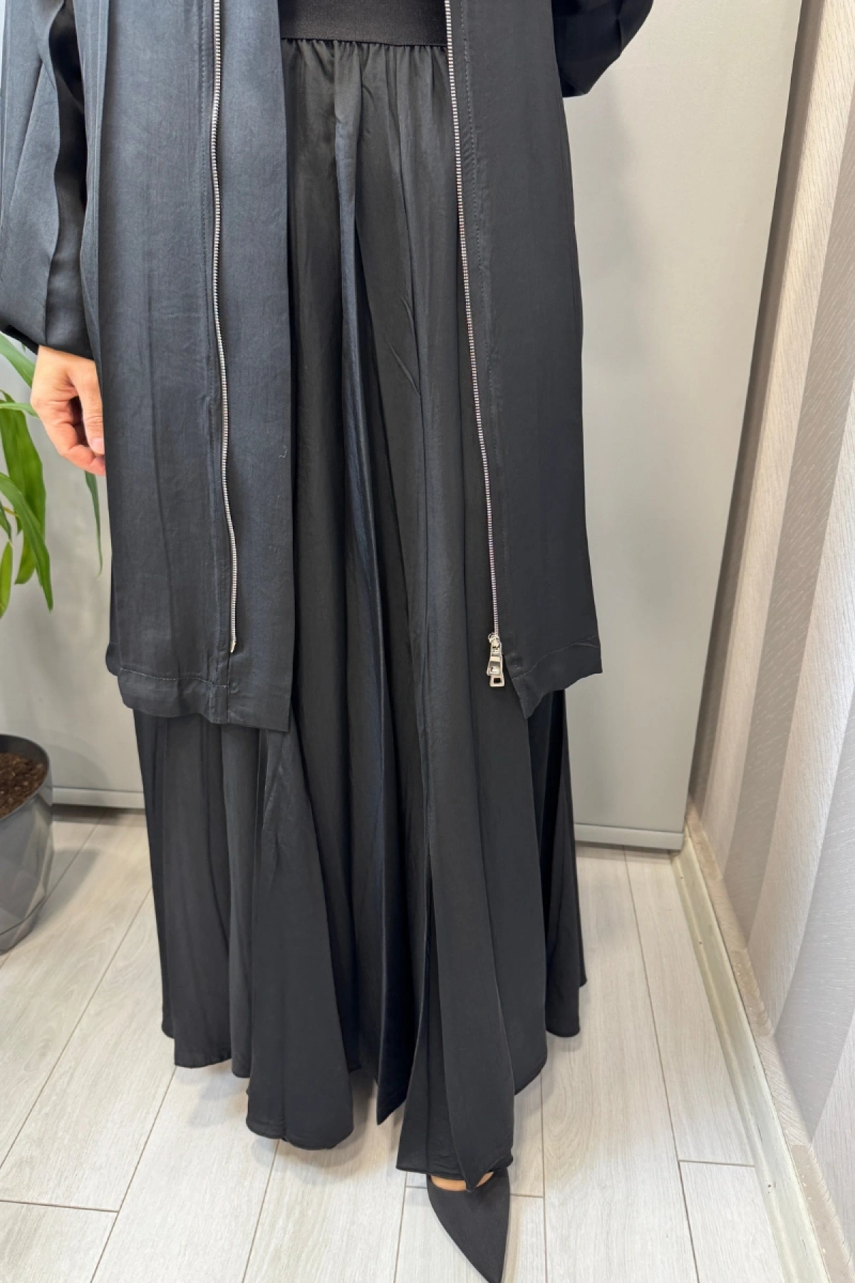 Misswhence Fermuar Detaylı Ceketli Etek Takım Siyah 39203