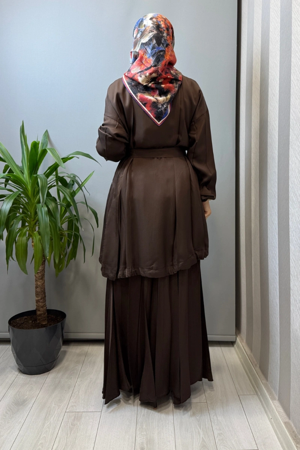 Misswhence Fermuar Detaylı Ceketli Etek Takım Kahve 39203