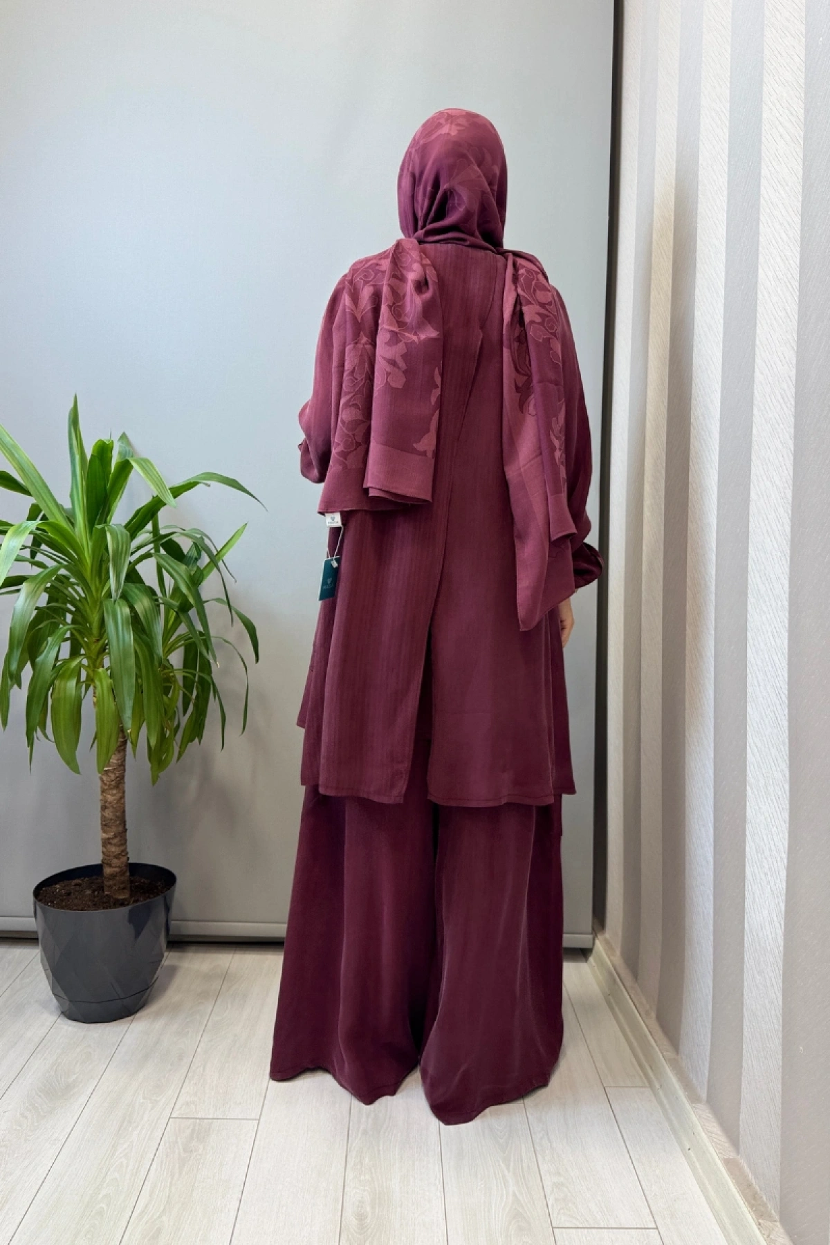 Misswhence Üçlü İpek Takım Bordo 39208