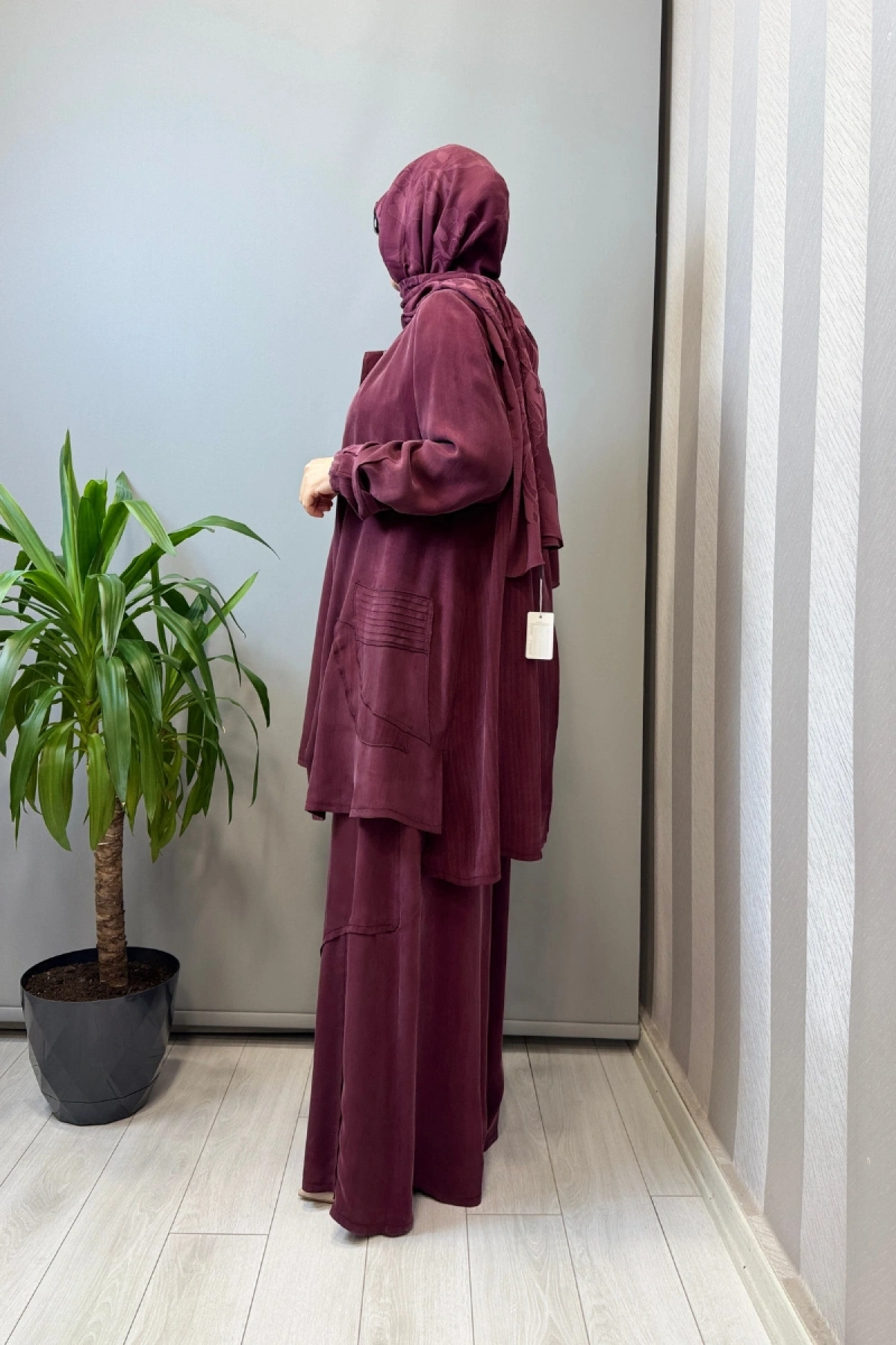 Misswhence Üçlü İpek Takım Bordo 39208