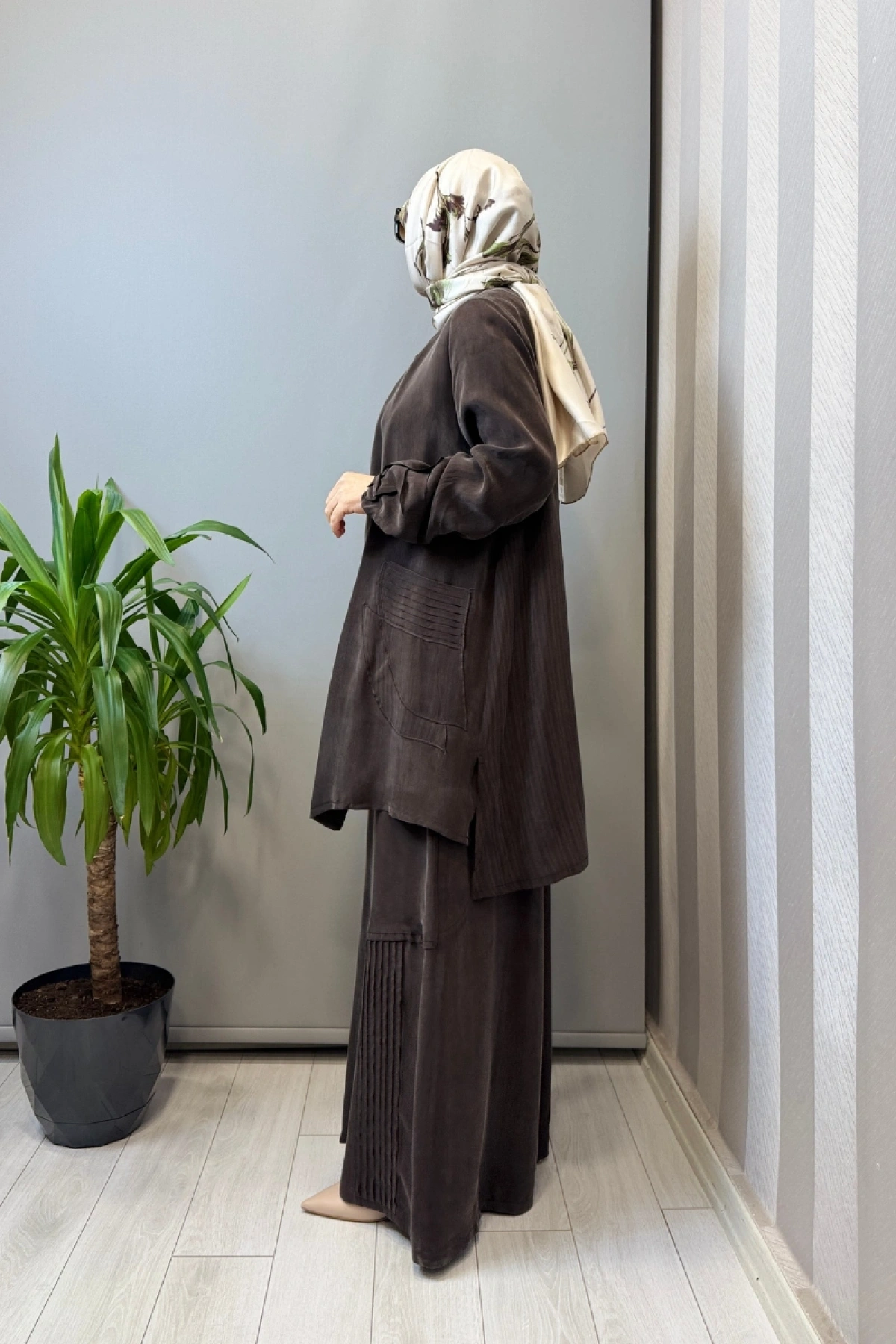 Misswhence Üçlü İpek Takım Kahve 39208