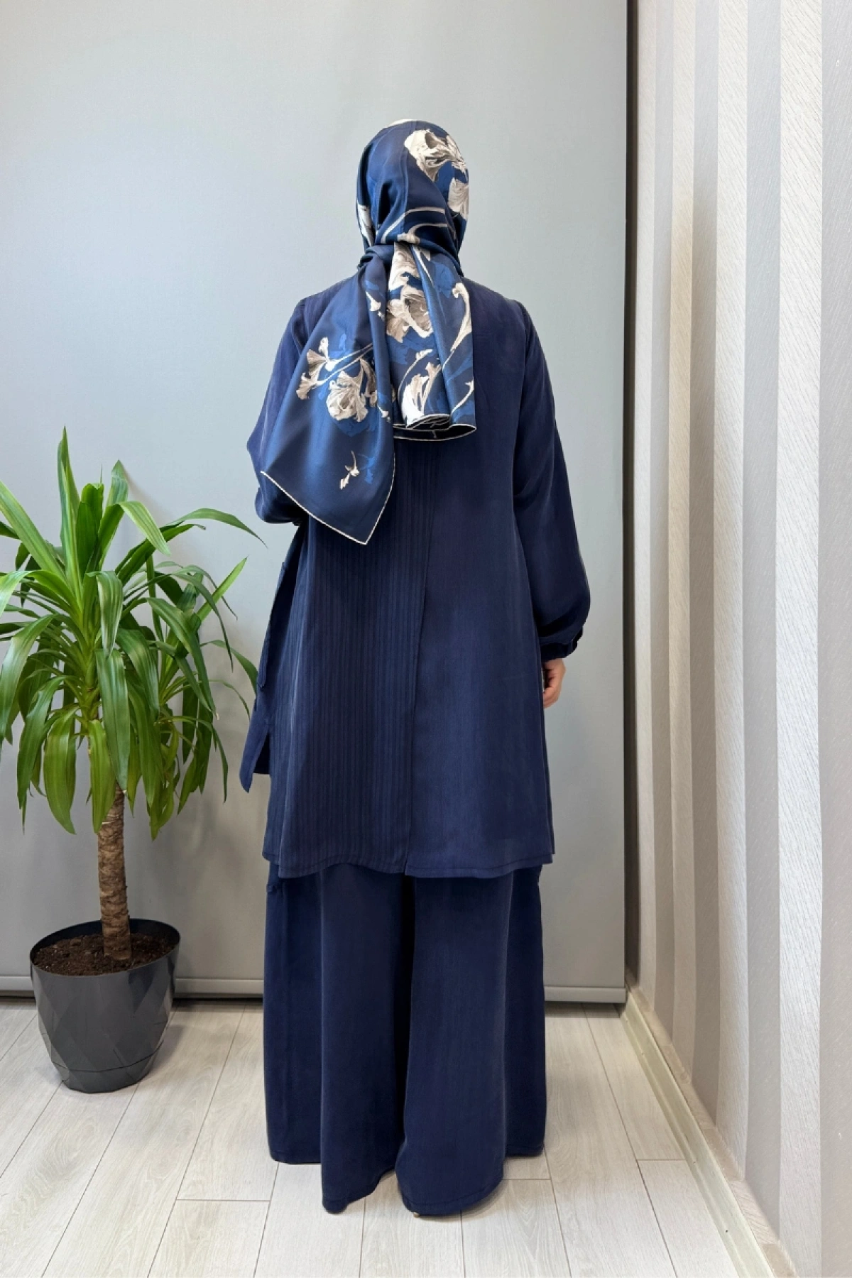 Misswhence Üçlü İpek Takım Lacivert 39208