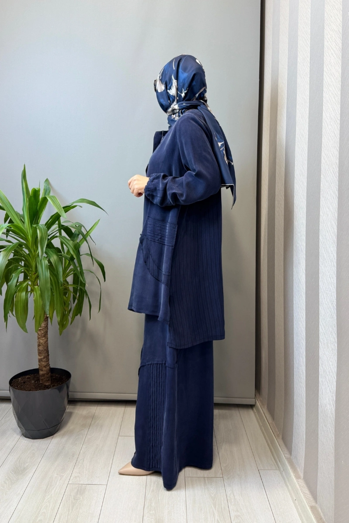 Misswhence Üçlü İpek Takım Lacivert 39208