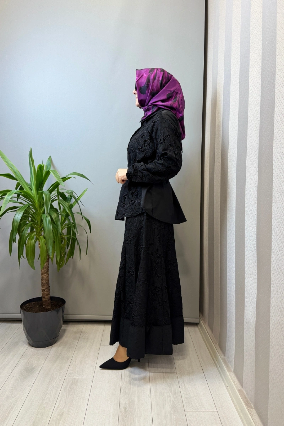 Misswhence Delik İşi Poplin Detaylı Takım Siyah 39306