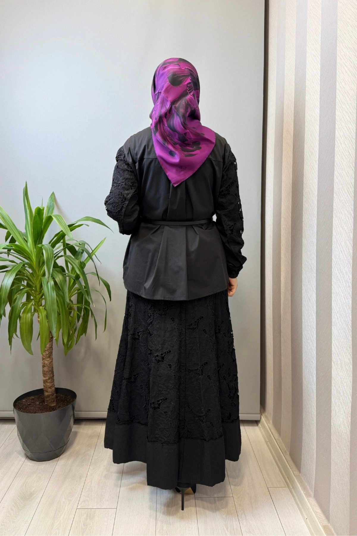 Misswhence Delik İşi Poplin Detaylı Takım Siyah 39306