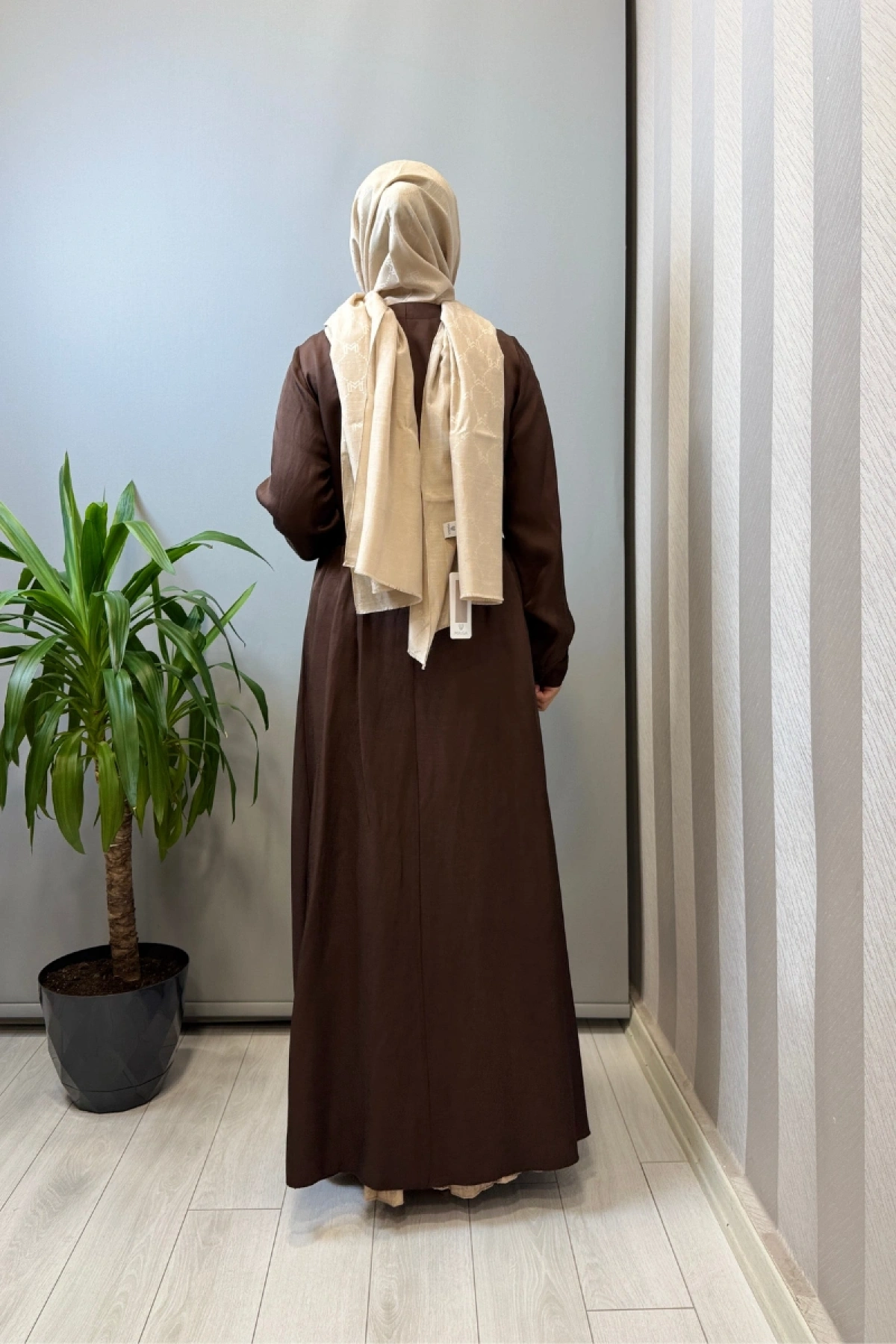 Misswhence İpek Keten İkili Elbise Kahve 39806