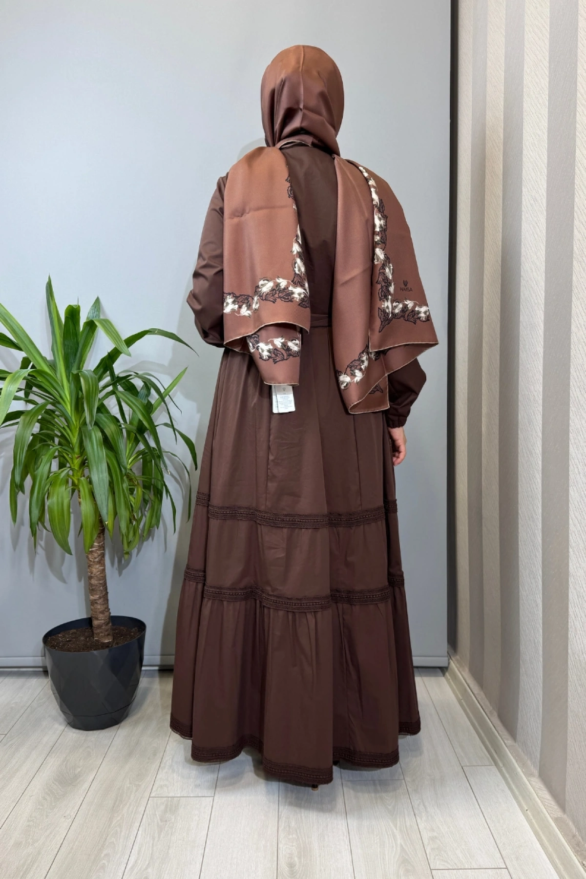 Misswhence Fermuar ve Dikiş Detaylı Poplin Elbise Kahve 39807