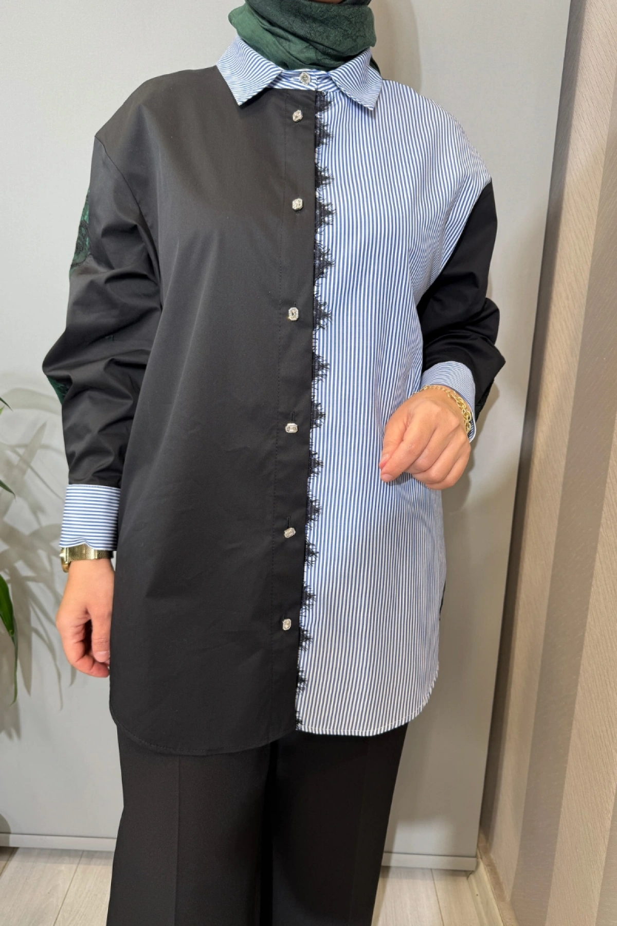 Ghisa Patchwork Gömlek Yeşil 3610G4311