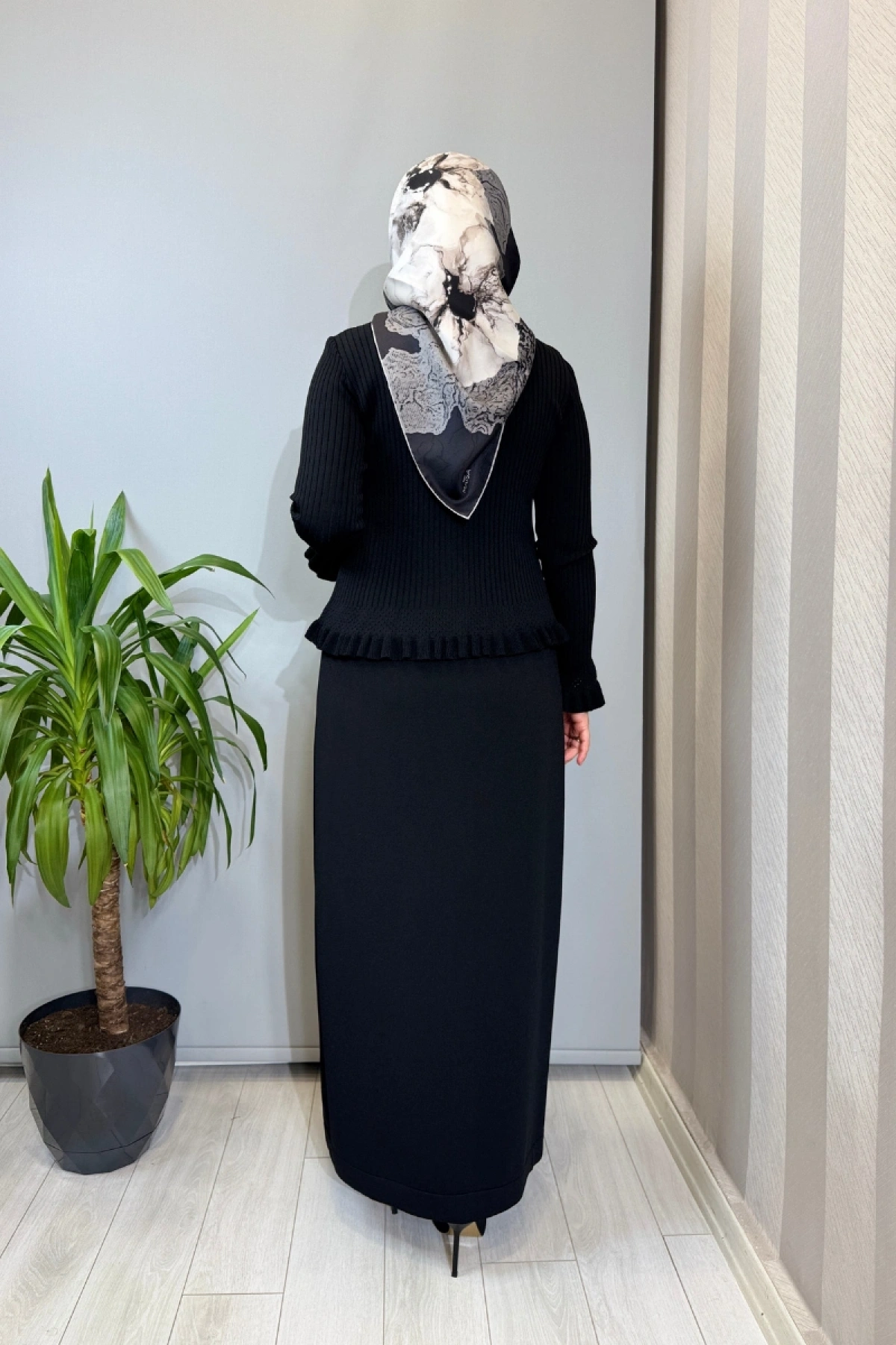 Miss Dalida Ajur Detaylı Hırka Elbise Takım Siyah T26Y-0004