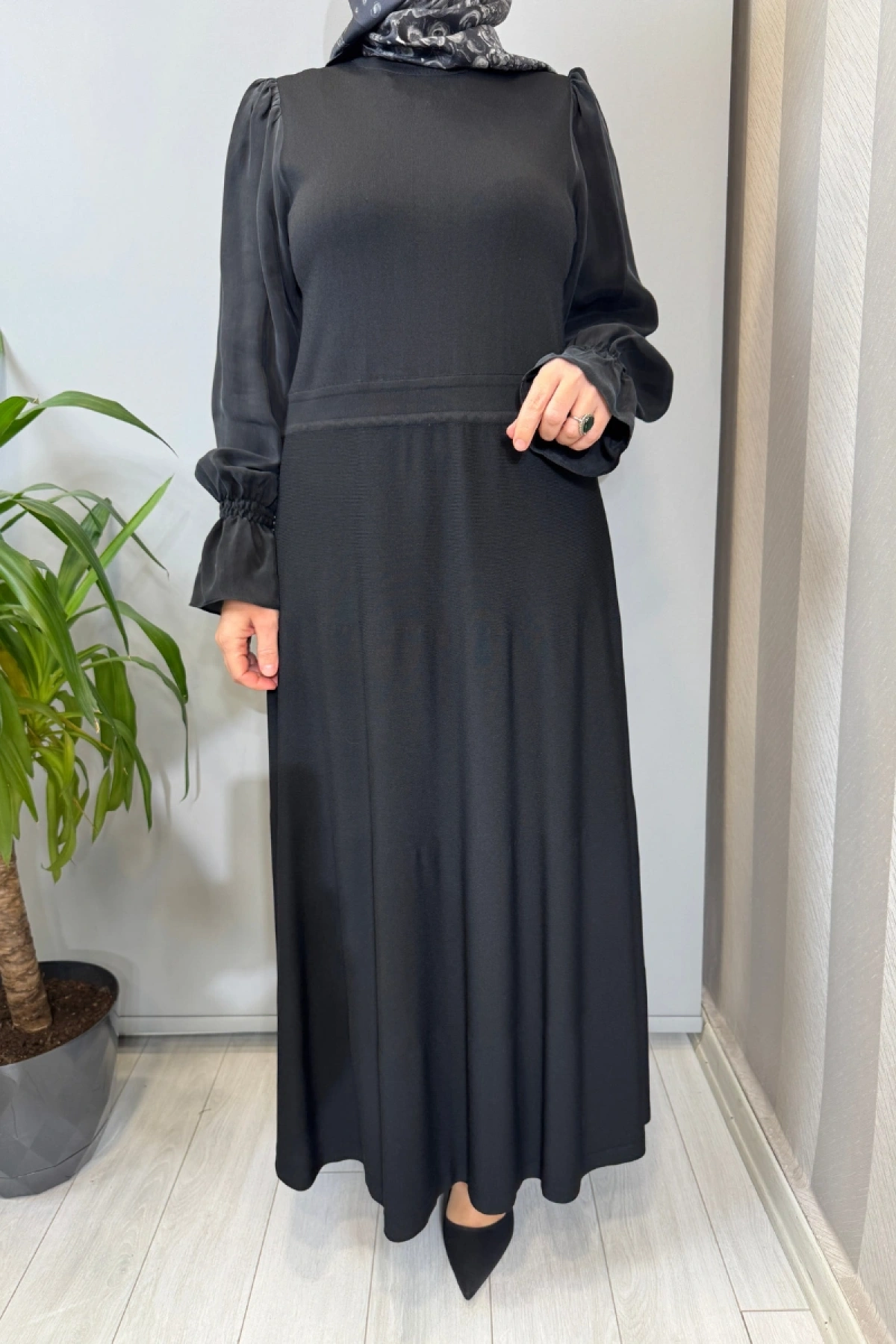 Miss Dalida Kolları Cupro Triko Elbise Siyah T26Y-4016