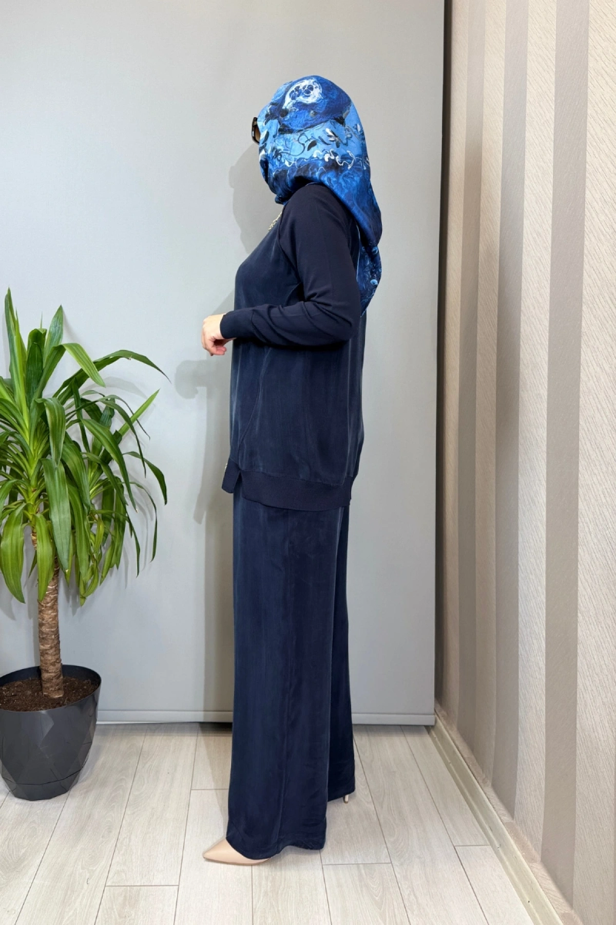 Miss Dalida Ön Kısmı Cupro Tunik Lacivert T26Y-6010