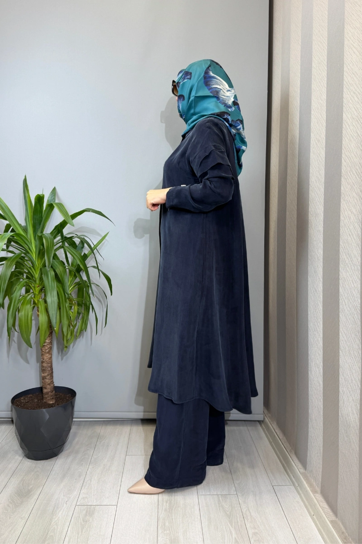 Miss Dalida Kol Detaylı Cupro Kap Lacivert T26Y-8007