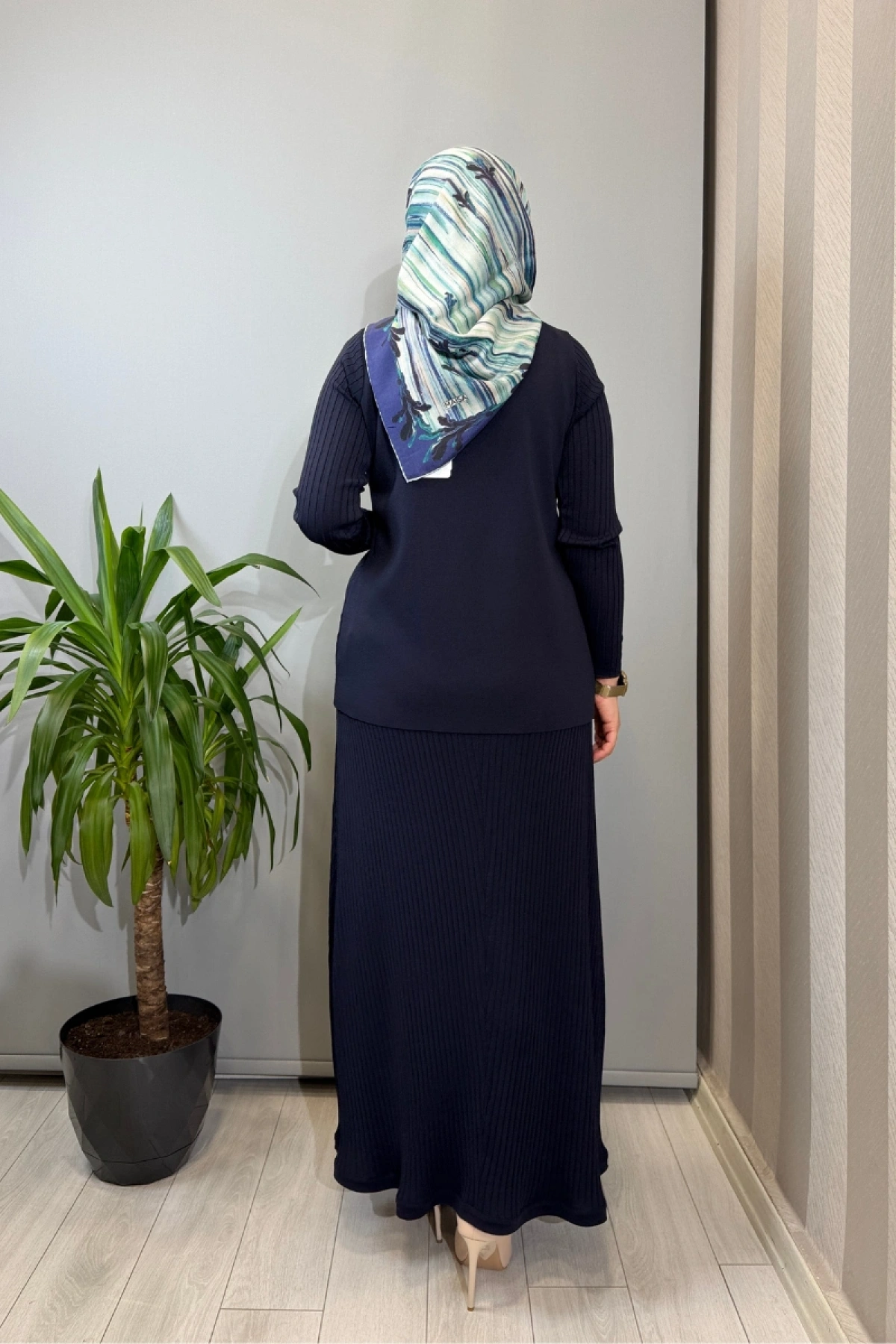 Miss Dalida Rahat Kesim Fitilli Triko Etek Takım Lacivert T26Y-6032 (T26Y-2023)