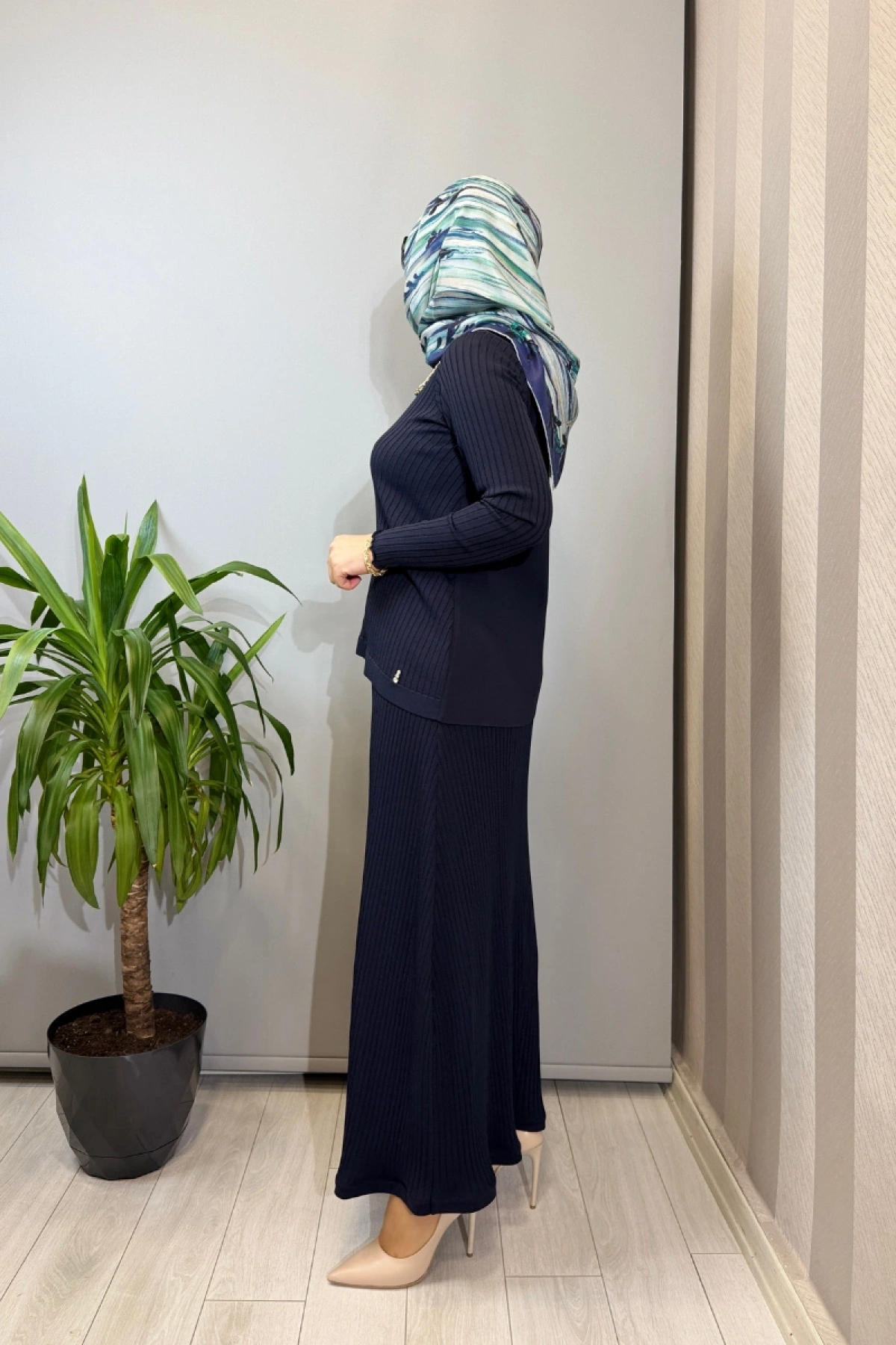 Miss Dalida Rahat Kesim Fitilli Triko Etek Takım Lacivert T26Y-6032 (T26Y-2023)