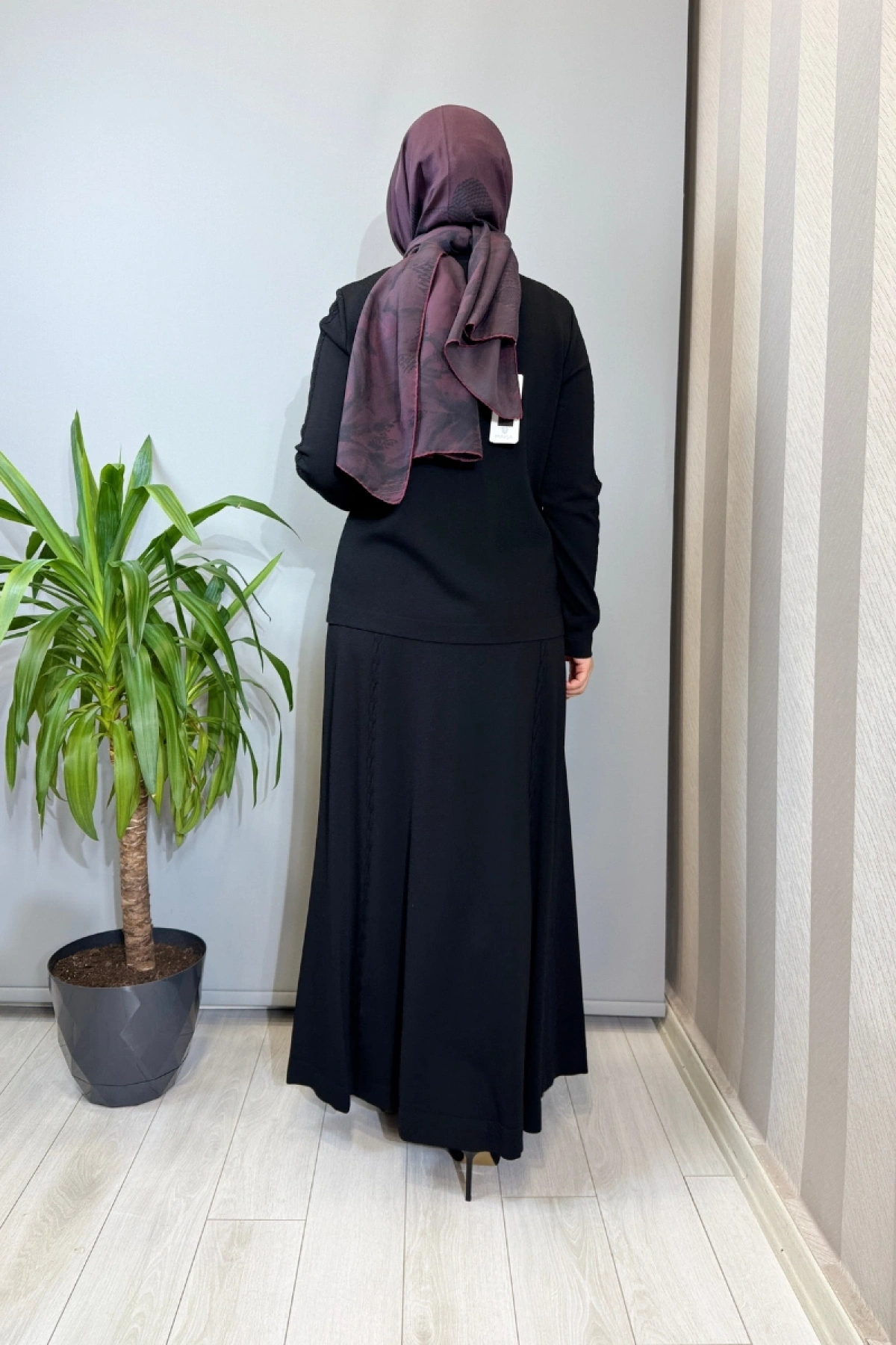 Miss Dalida Saç Örgüsü Klasik Triko Ceket Etek Takım Siyah T26Y-8200 (T26Y-2002)