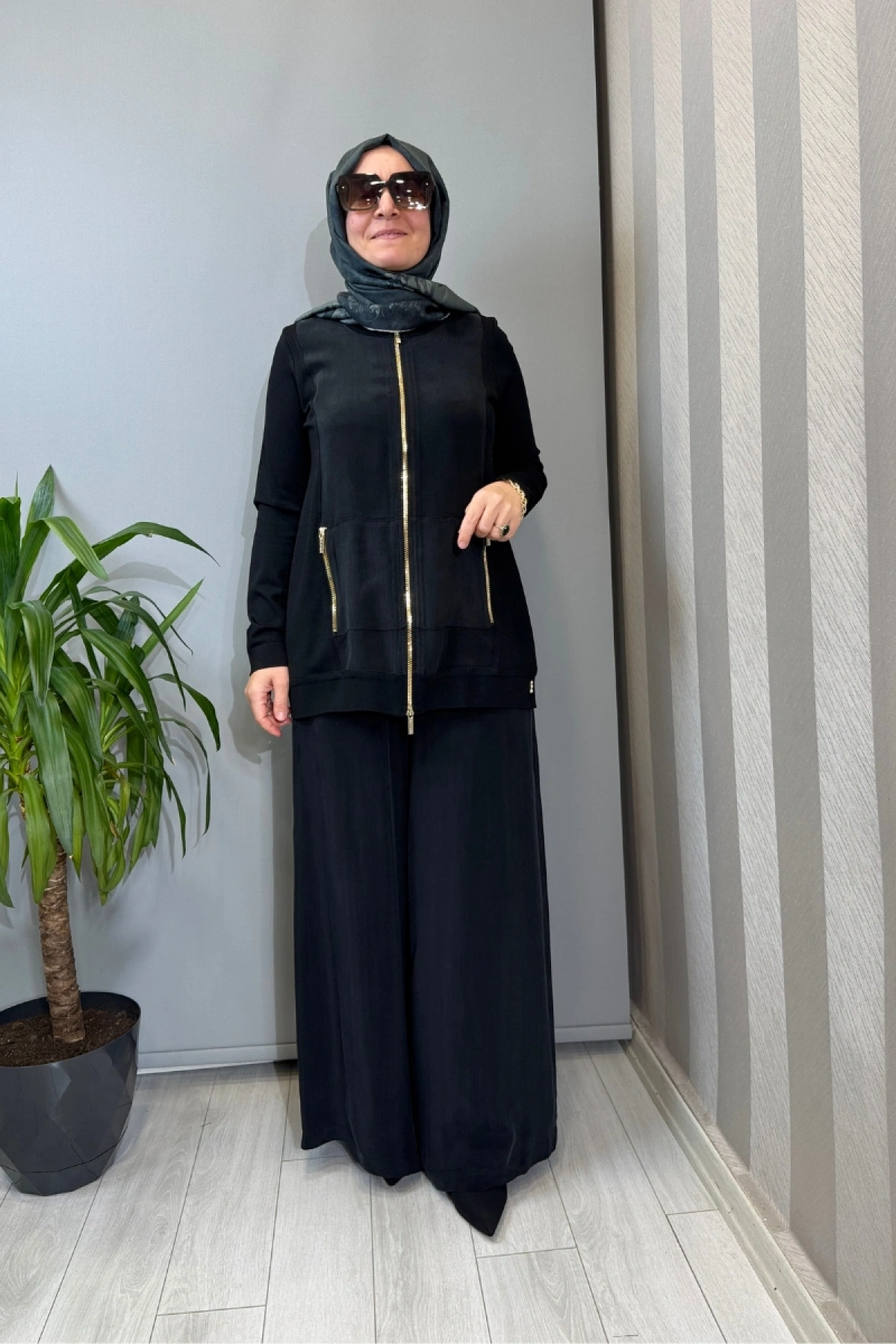 Miss Dalida Fermuarlı Cupro Detaylı Triko Ceket Siyah T26Y-8203