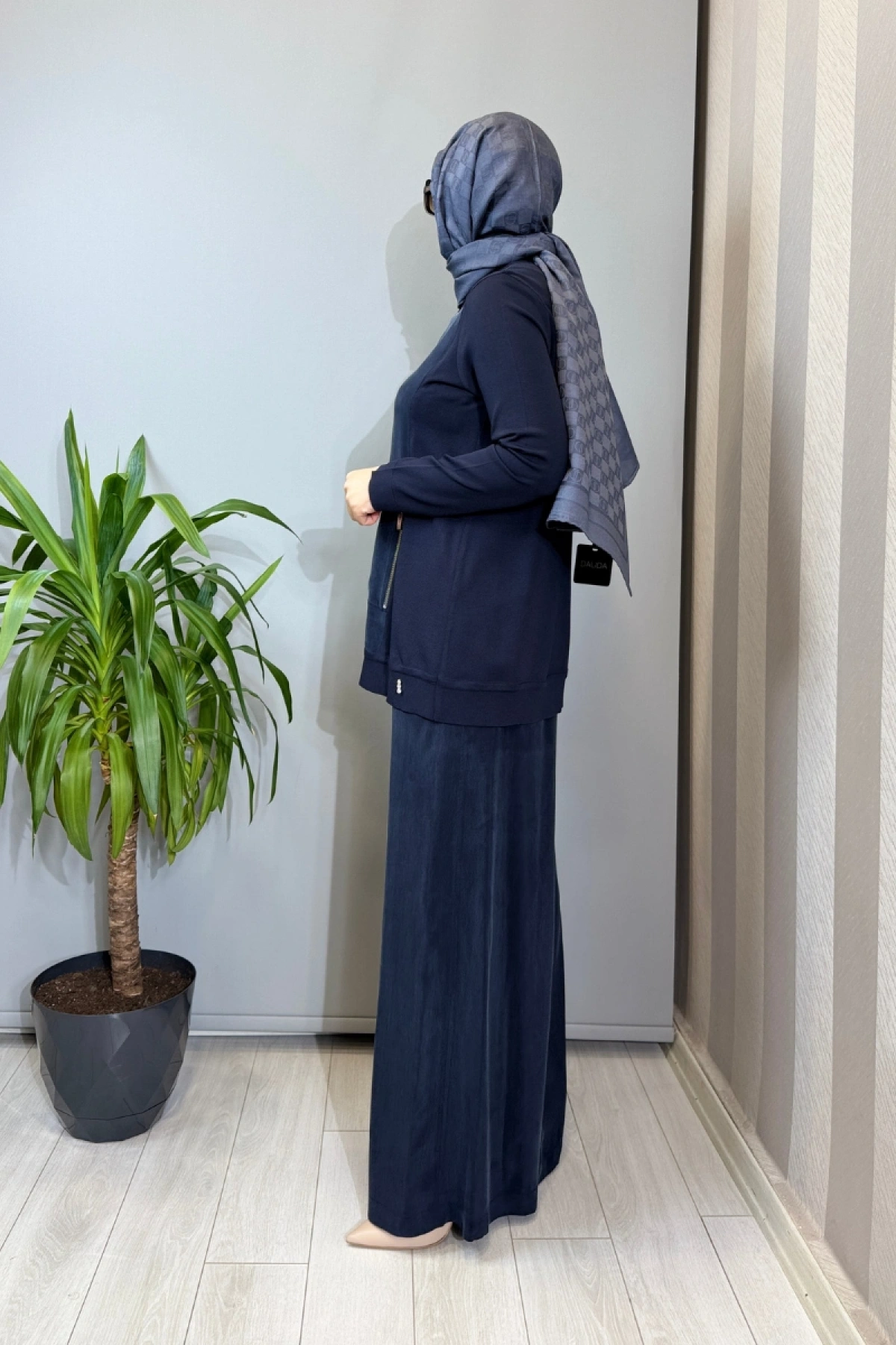 Miss Dalida Fermuarlı Cupro Detaylı Triko Ceket Lacivert T26Y-8203