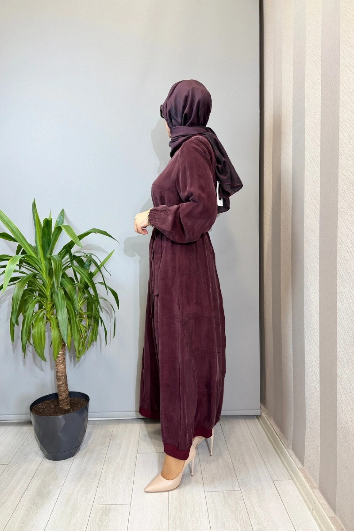 Misswhence Dikiş Detaylı Cupra İpek Elbise Bordo 39800