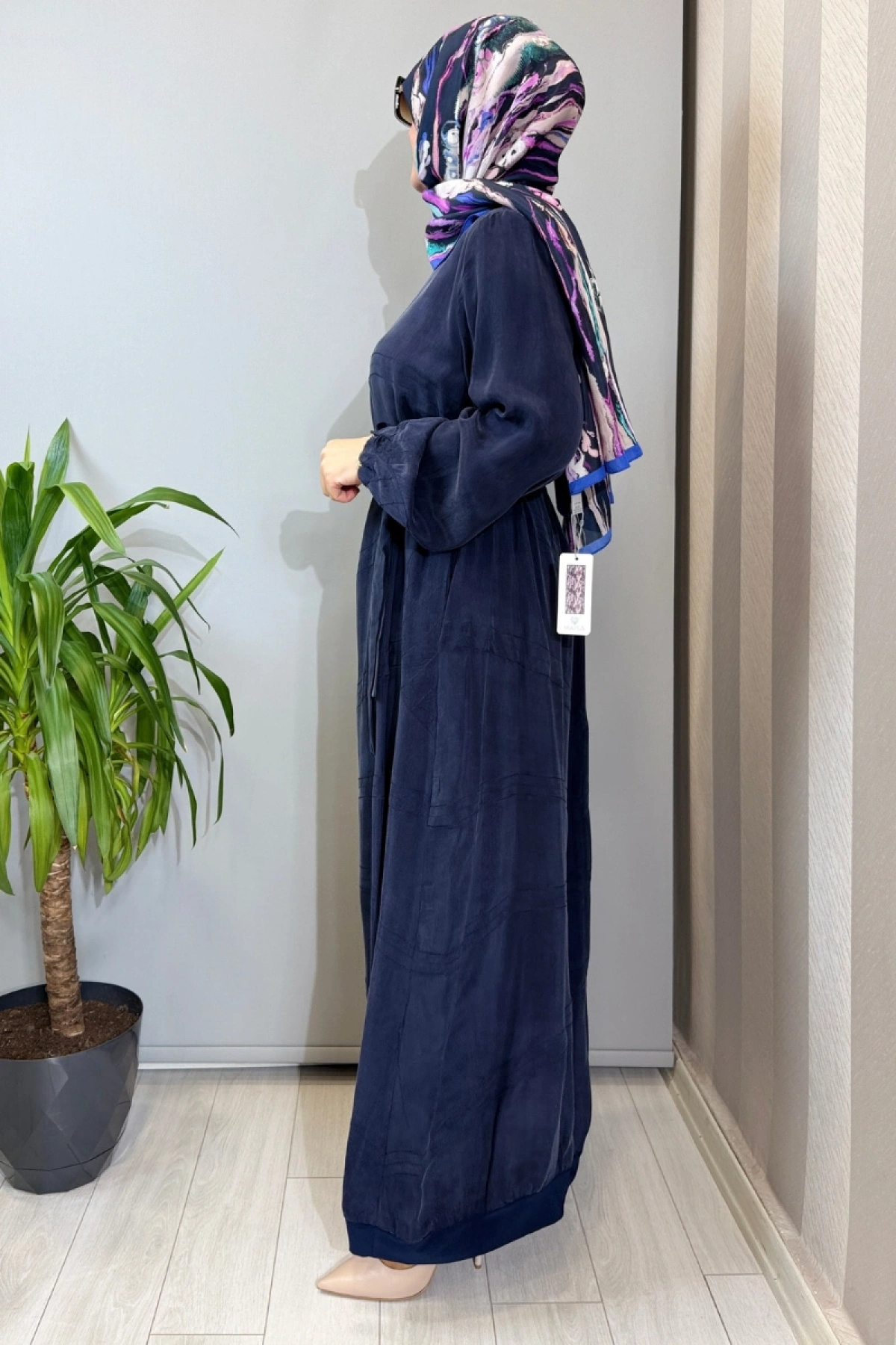 Misswhence Dikiş Detaylı Cupra İpek Elbise Lacivert 39800