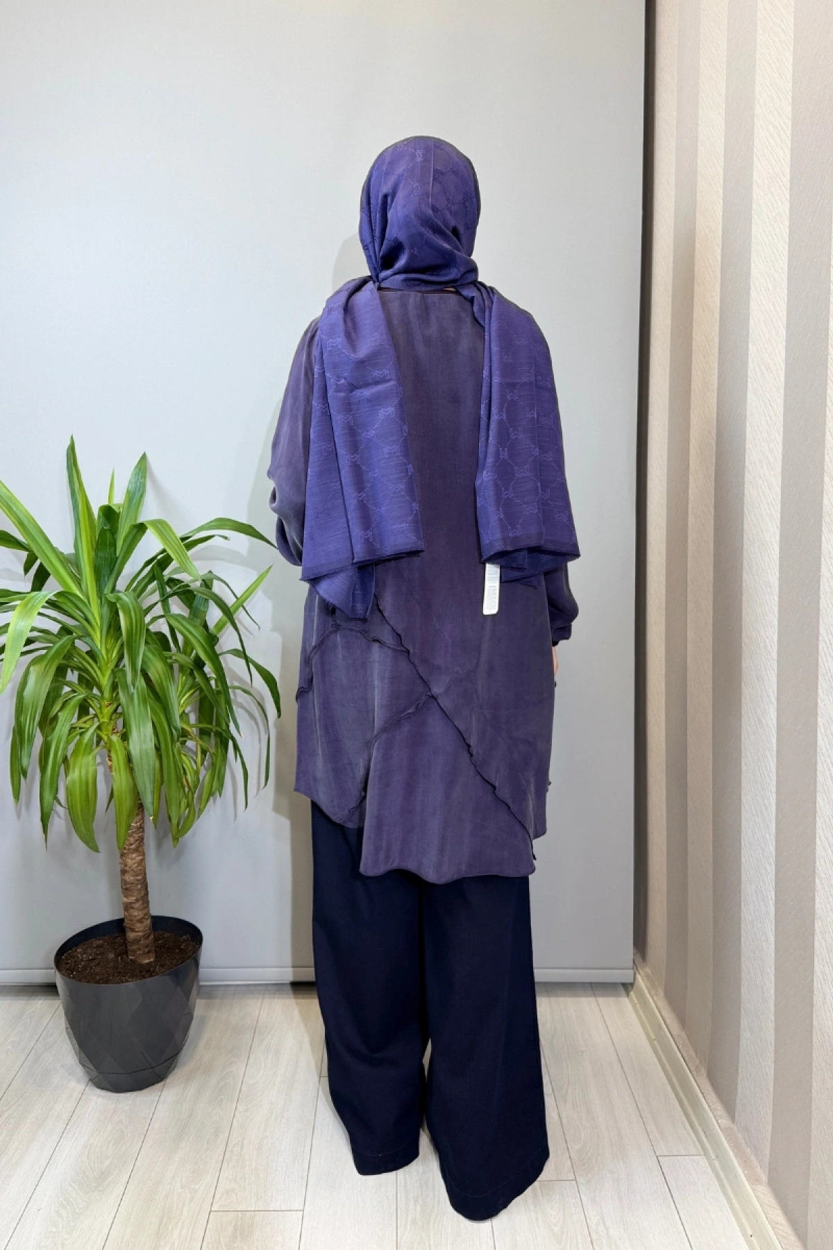 Misswhence Nervür Detaylı Cupra İpek Tunik Mor 39017