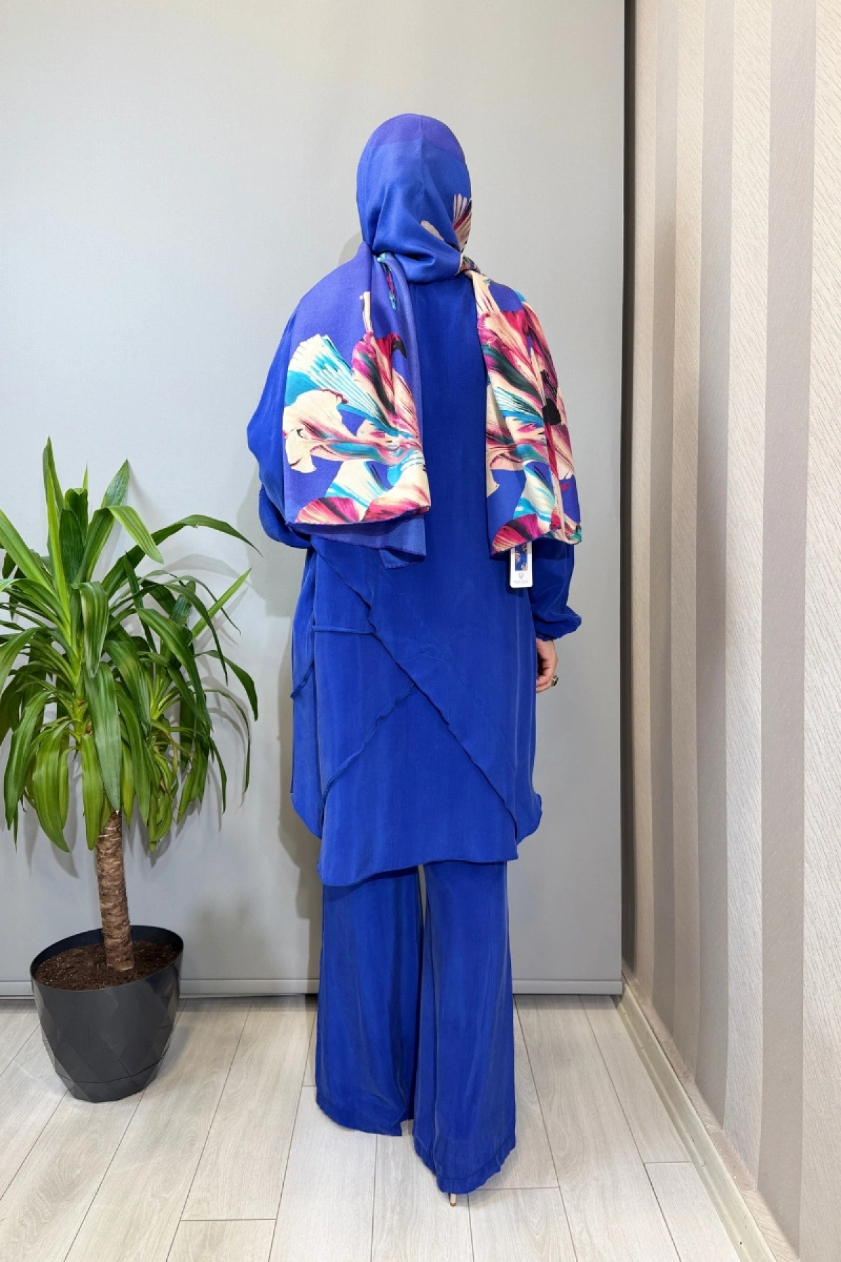 Misswhence Nervür Detaylı Cupra İpek Tunik Saks 39017