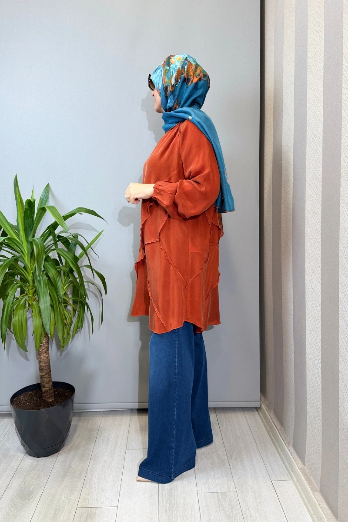 Misswhence Likralı Geniş Paça Kot Pantolon Lacivert 39122