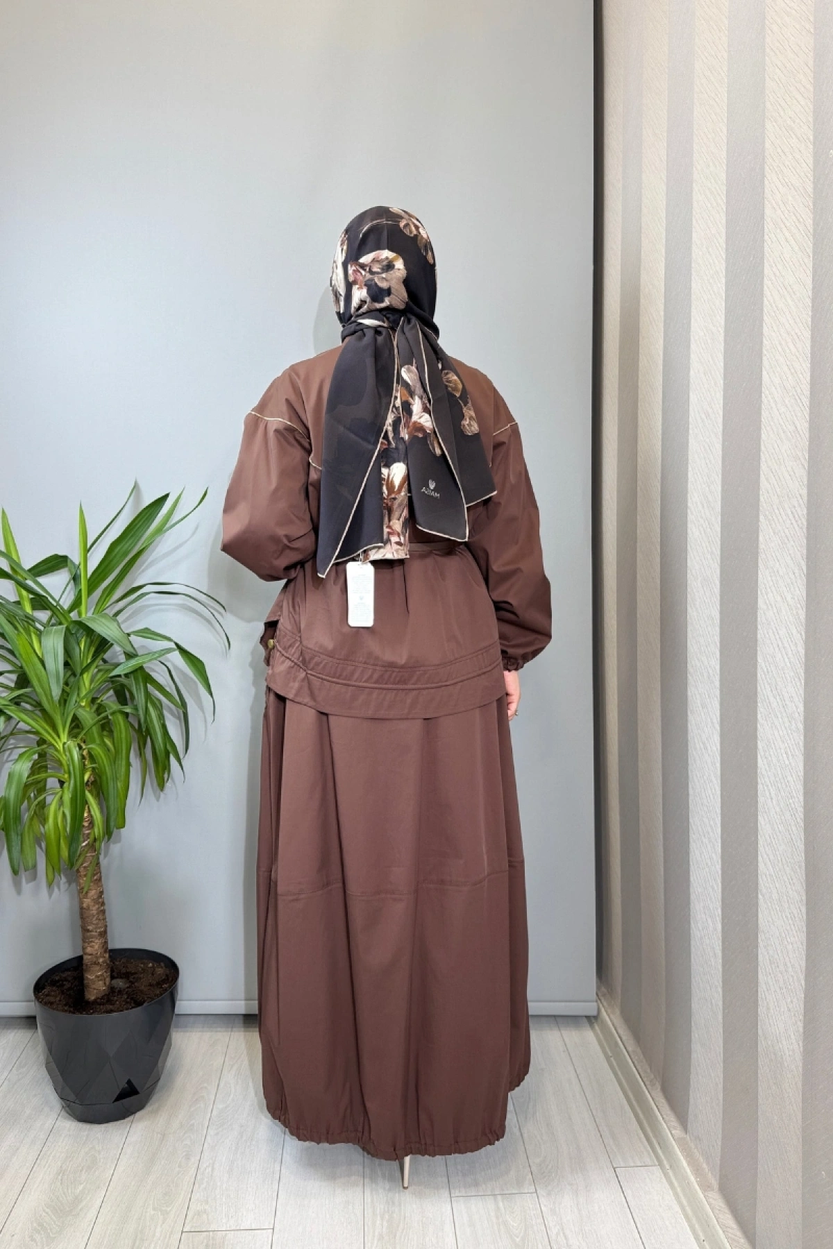 Misswhence Fermuar Detaylı Ceket Etek Takım Kahve 39307