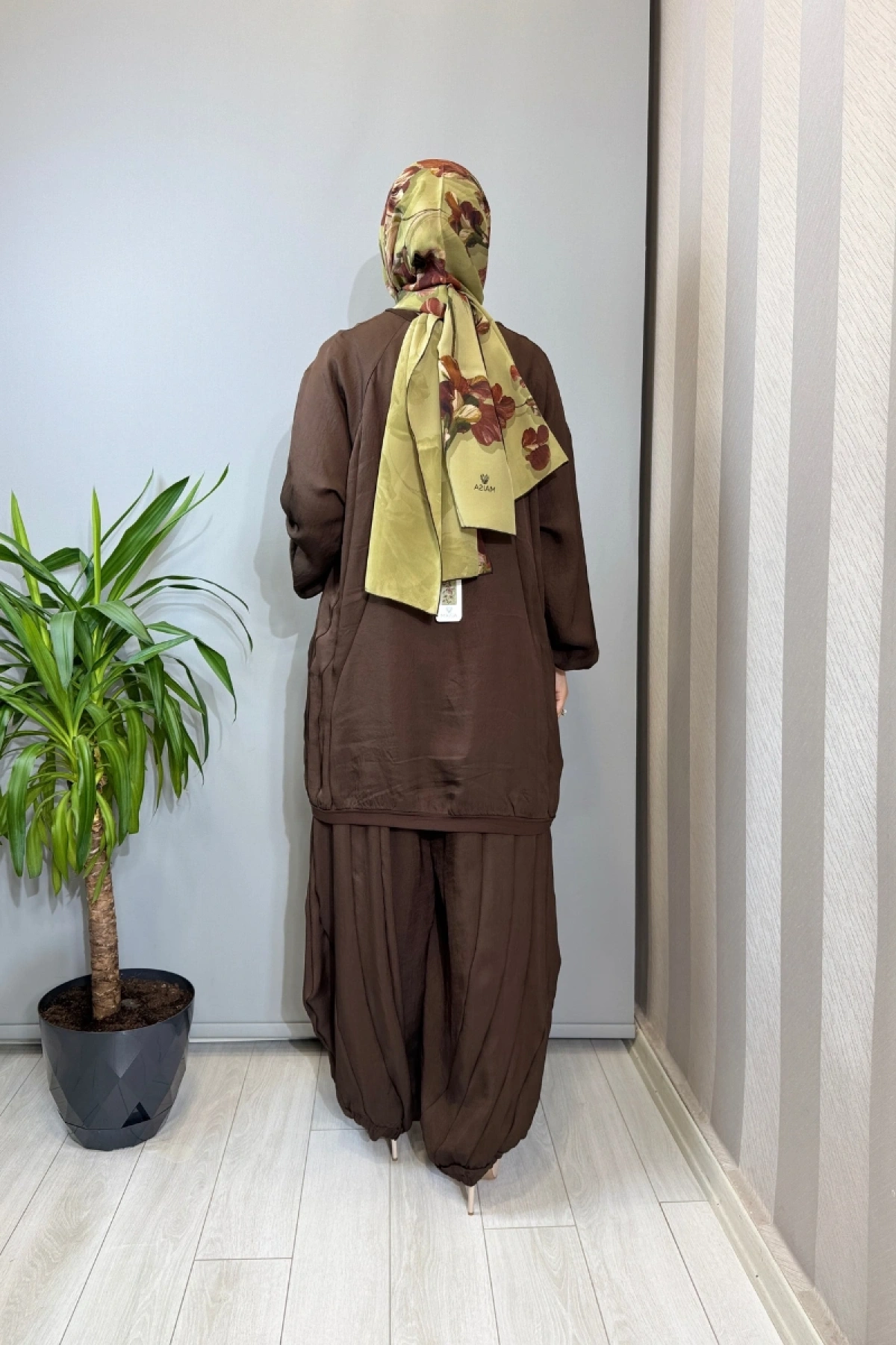 Misswhence Parça Detaylı Tunik Şalvar Takım Kahve 39022