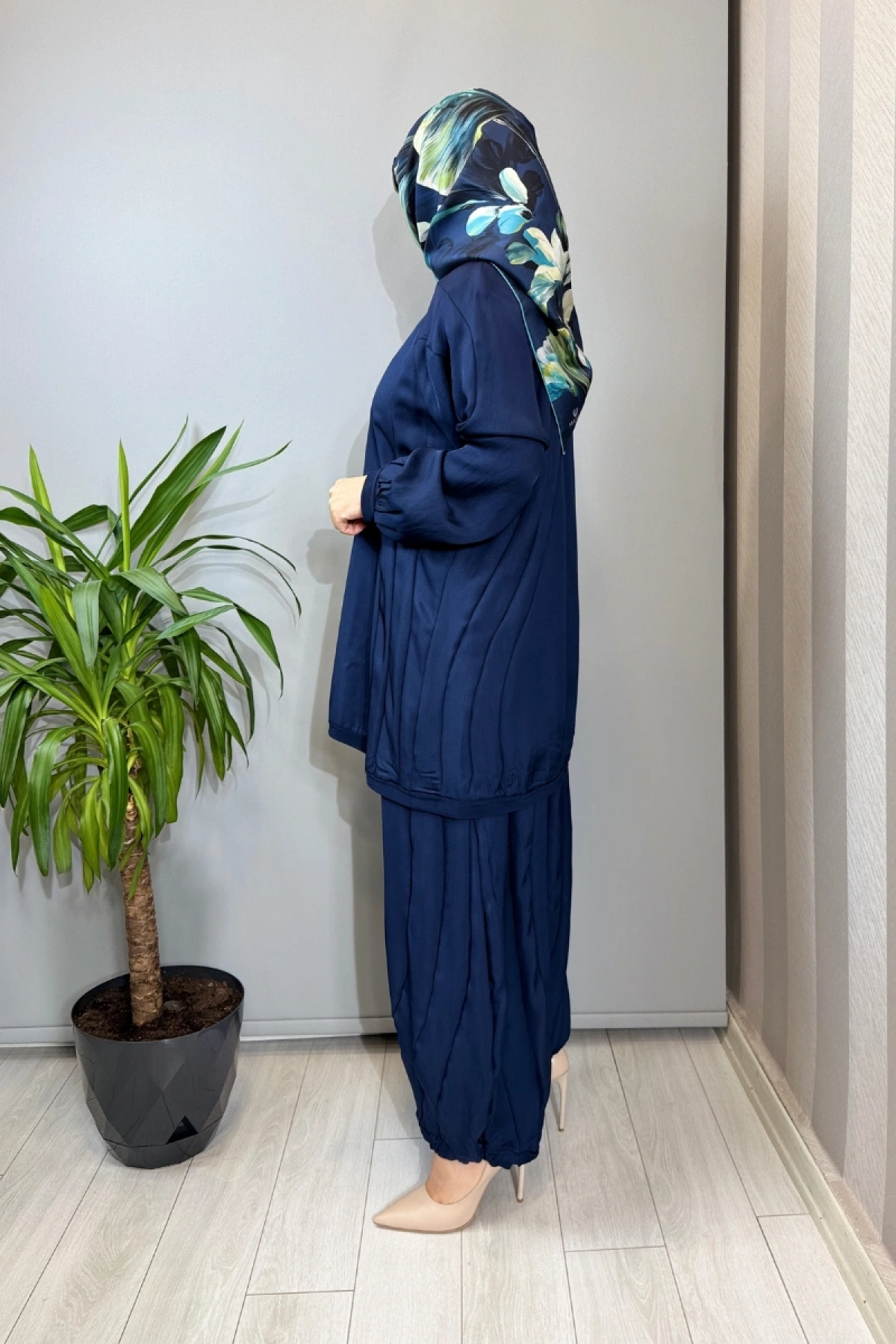 Misswhence Parça Detaylı Tunik Şalvar Takım Lacivert 39022