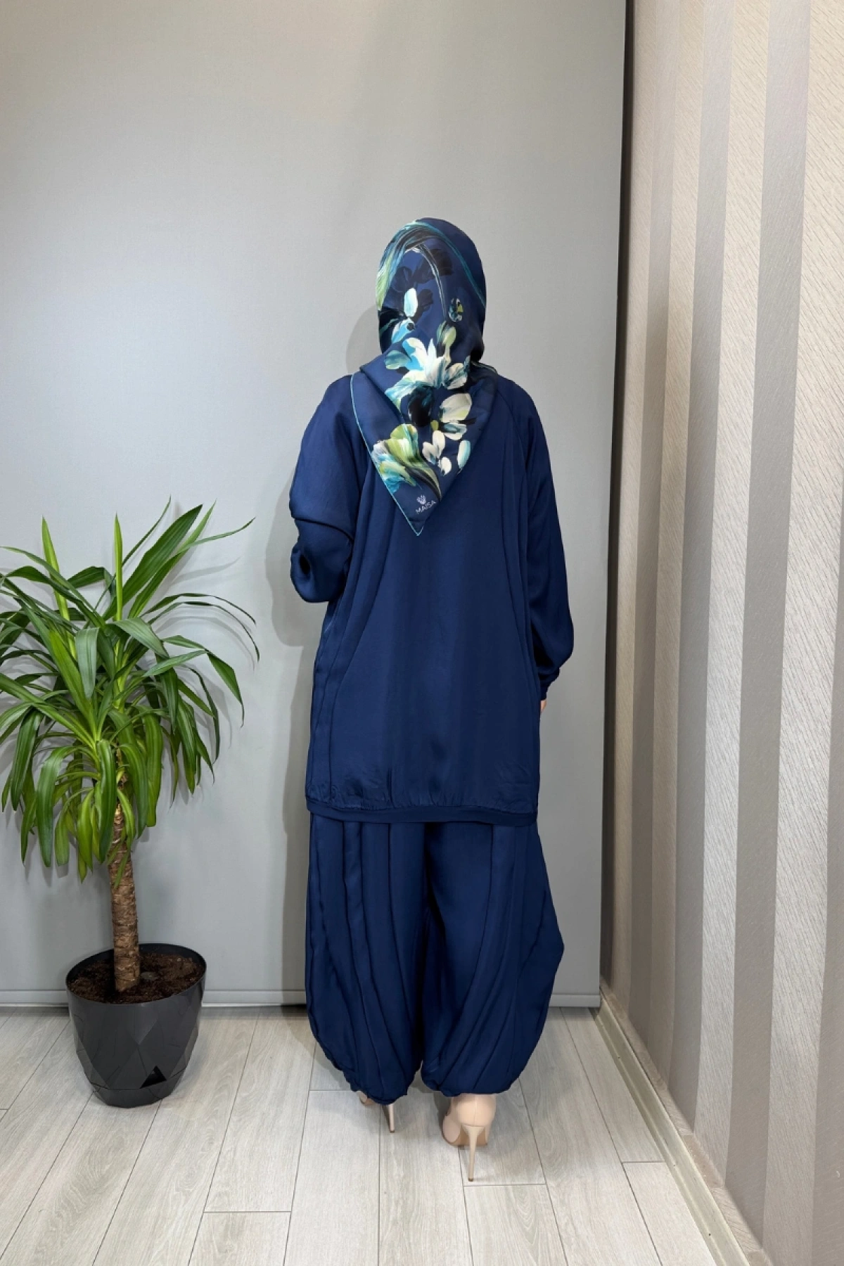 Misswhence Parça Detaylı Tunik Şalvar Takım Lacivert 39022