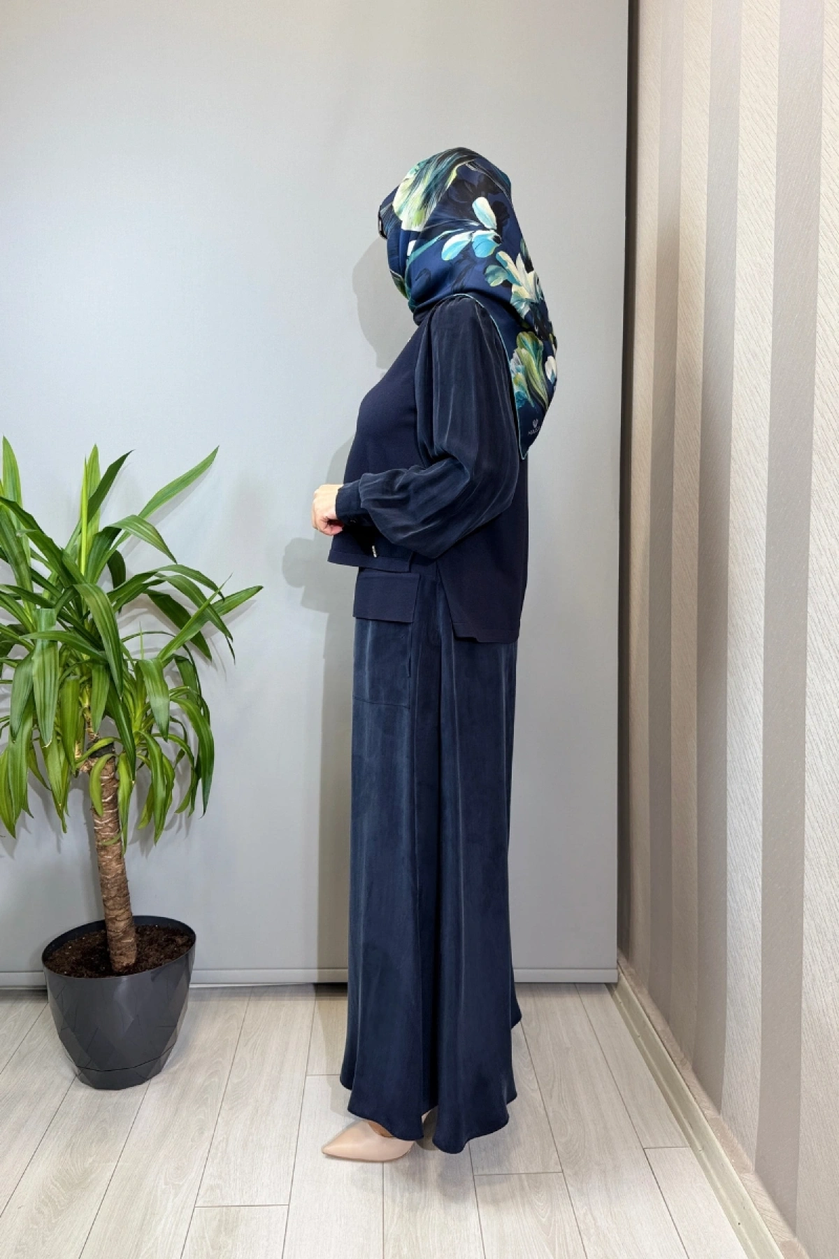 Miss Dalida Balon Cupro Kollu Triko Takım Lacivert T26Y-6034 (T26Y-2018)