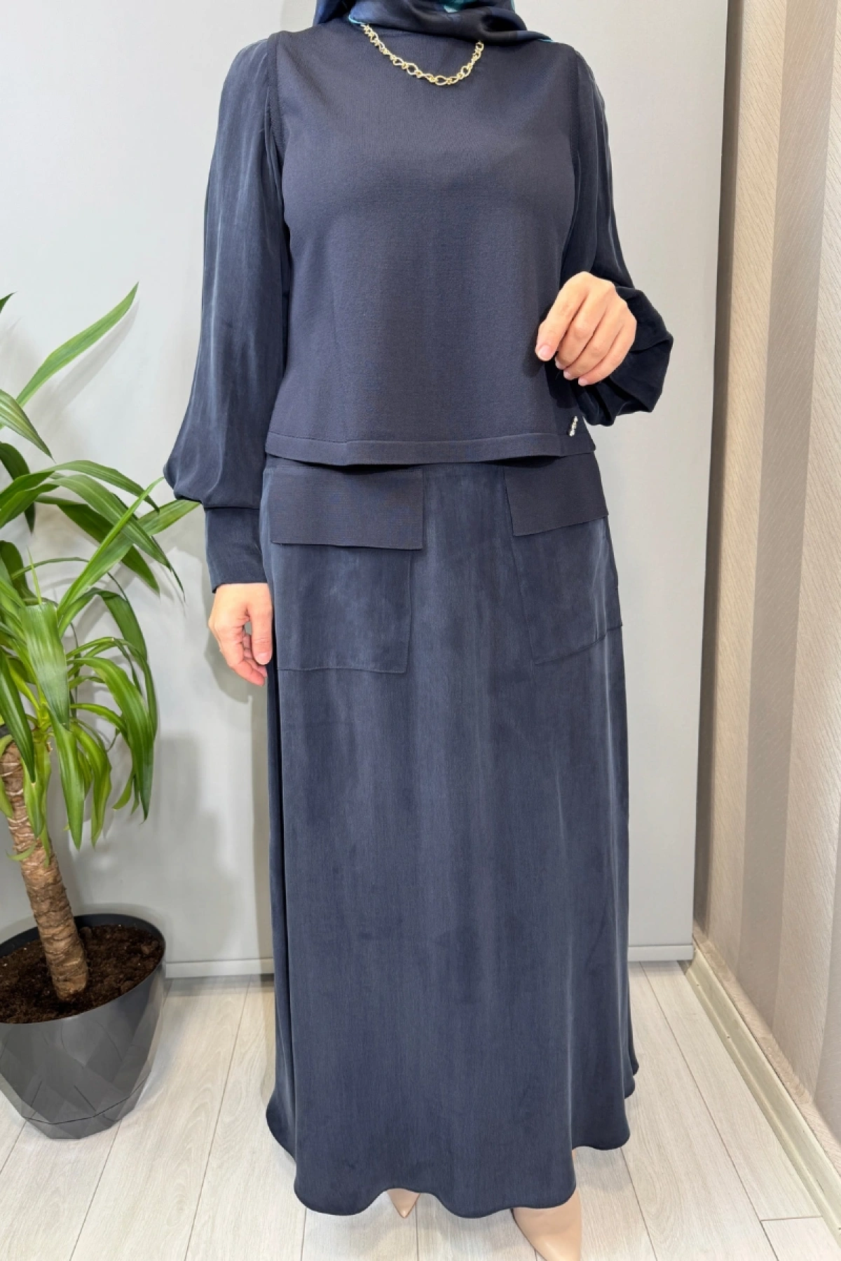 Miss Dalida Balon Cupro Kollu Triko Takım Lacivert T26Y-6034 (T26Y-2018)