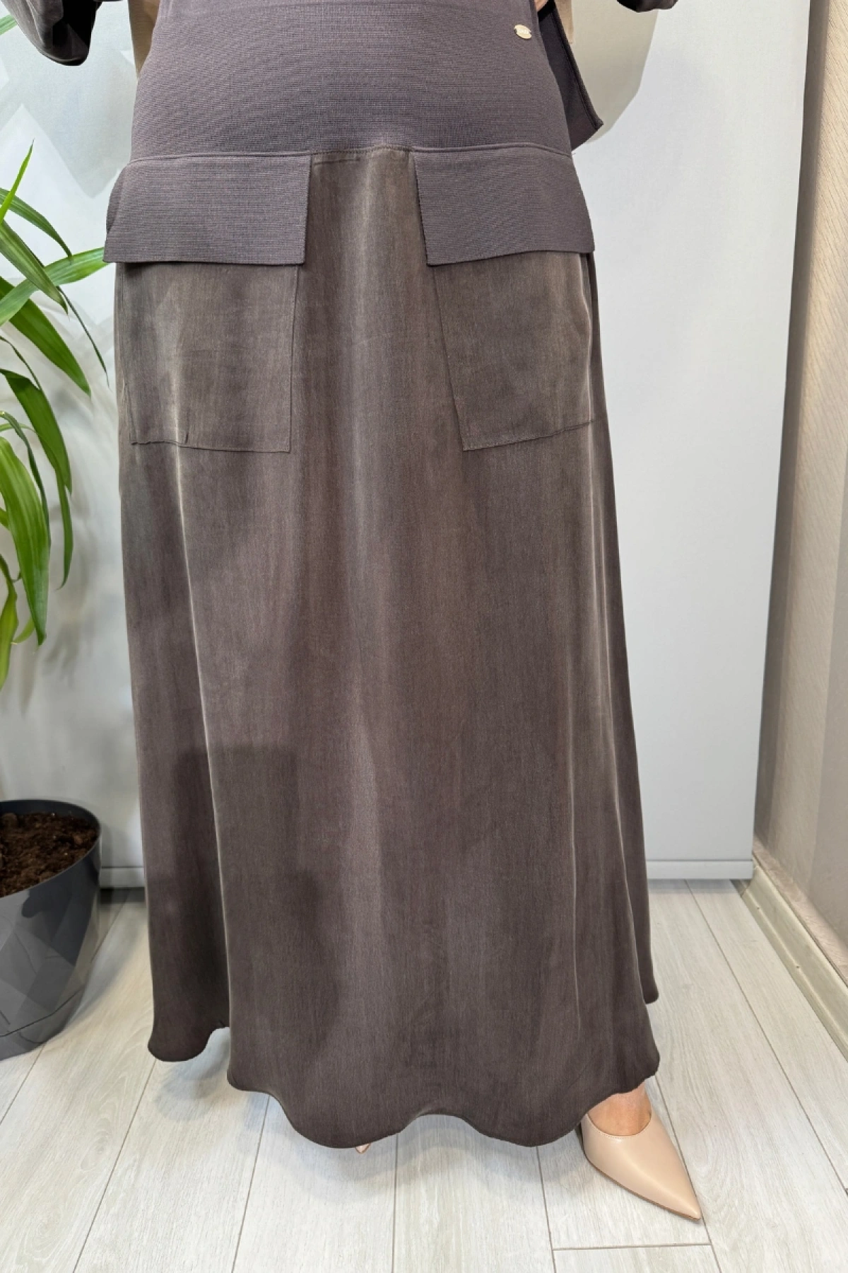 Miss Dalida Balon Cupro Kollu Triko Takım Kahve T26Y-6034 (T26Y-2018)