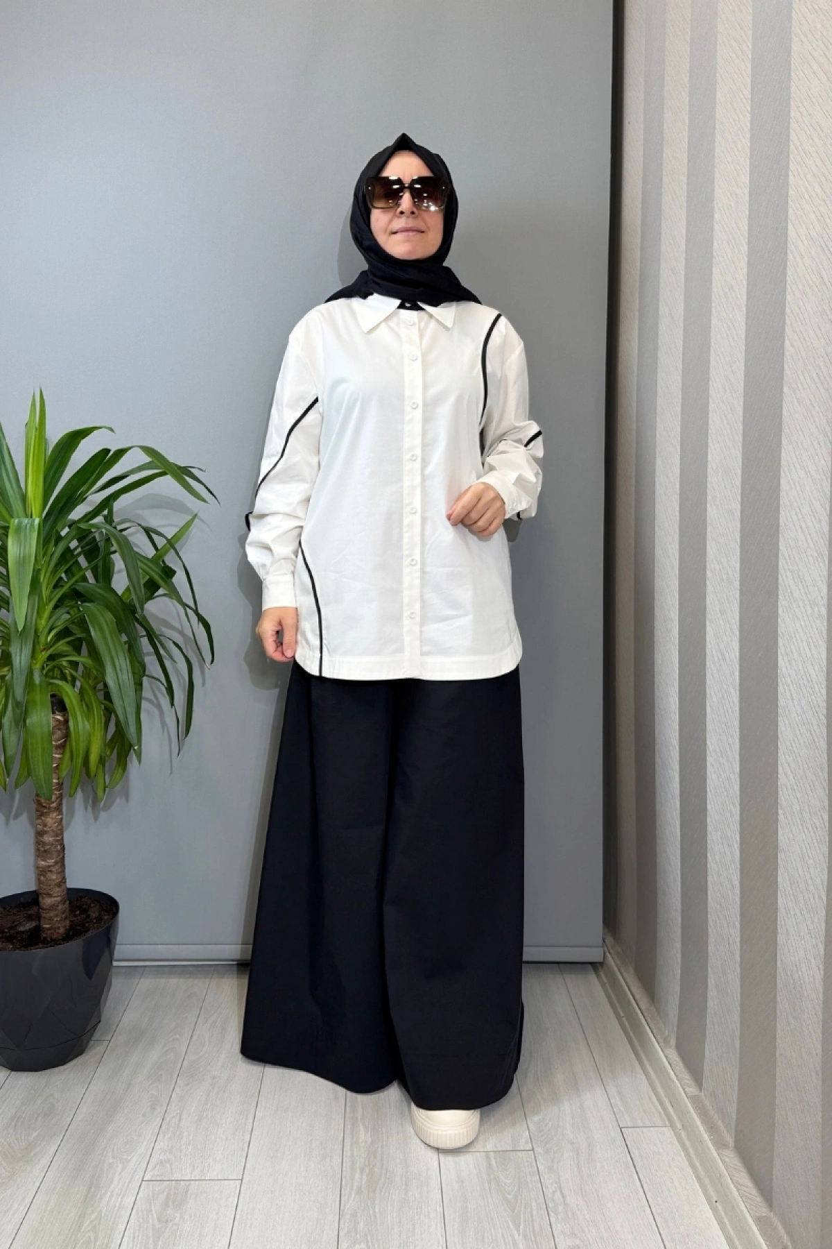 Clande Bol Paça Palazzo Pantolon Siyah 2601-1013