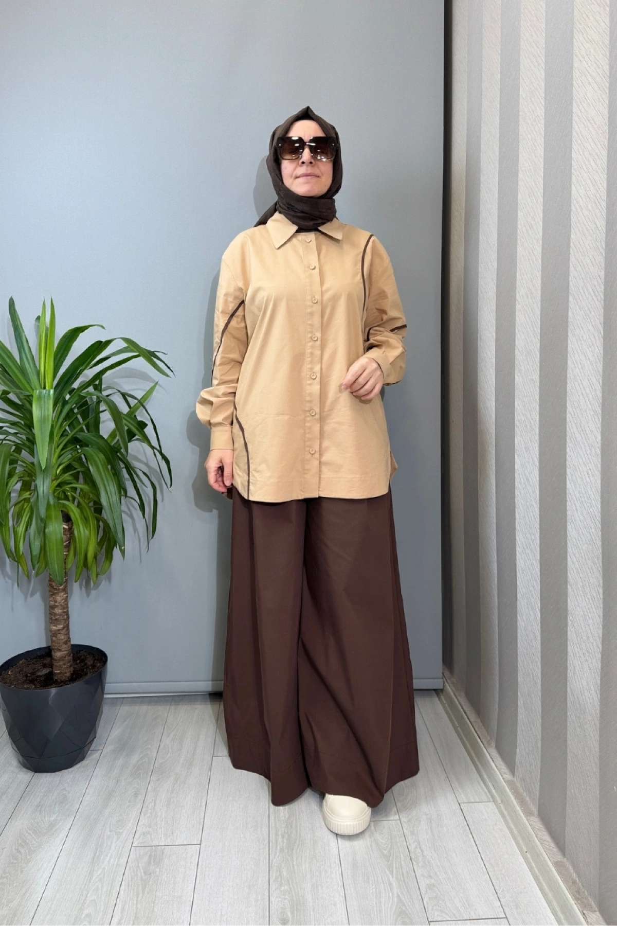 Clande Bol Paça Palazzo Pantolon Kahve 2601-1013