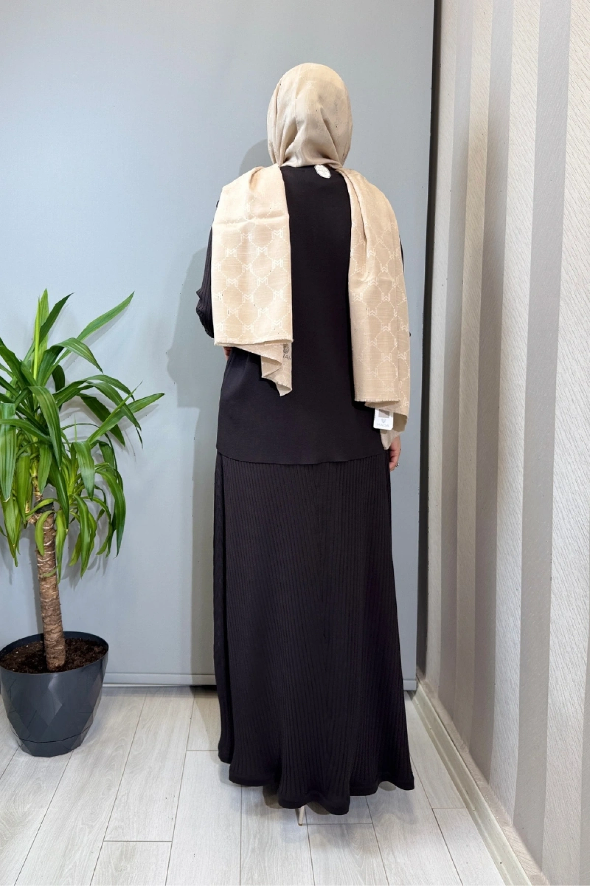 Miss Dalida Rahat Kesim Fitilli Triko Etek Takım Kahve T26Y-6032 (T26Y-2023)