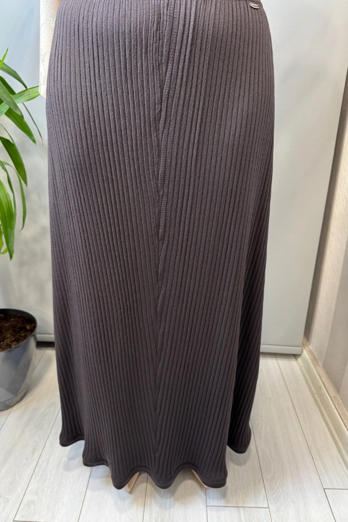 Miss Dalida Rahat Kesim Fitilli Triko Etek Takım Kahve T26Y-6032 (T26Y-2023)