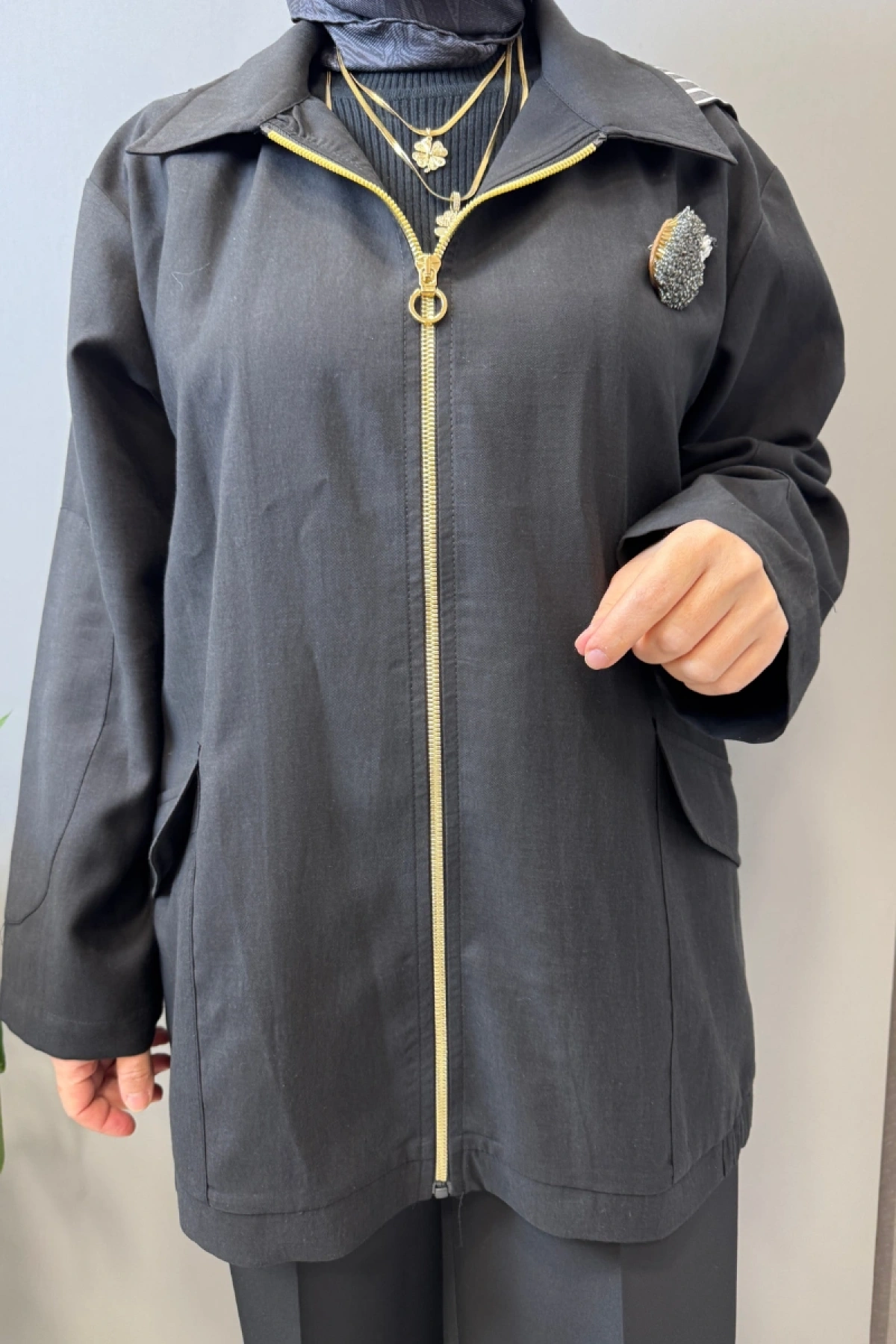 Ghisa Kirpi Aksesuar Detaylı Ceket Siyah 3610C3299